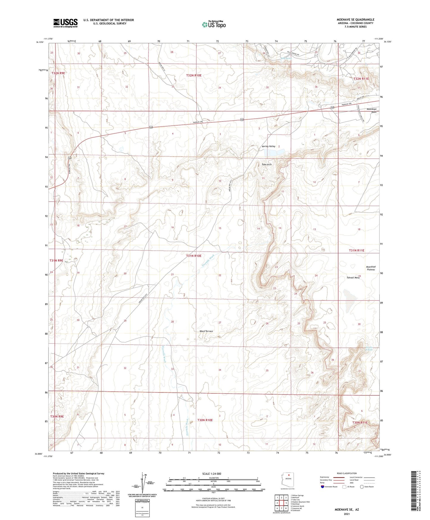 Moenave SE Arizona US Topo Map Image