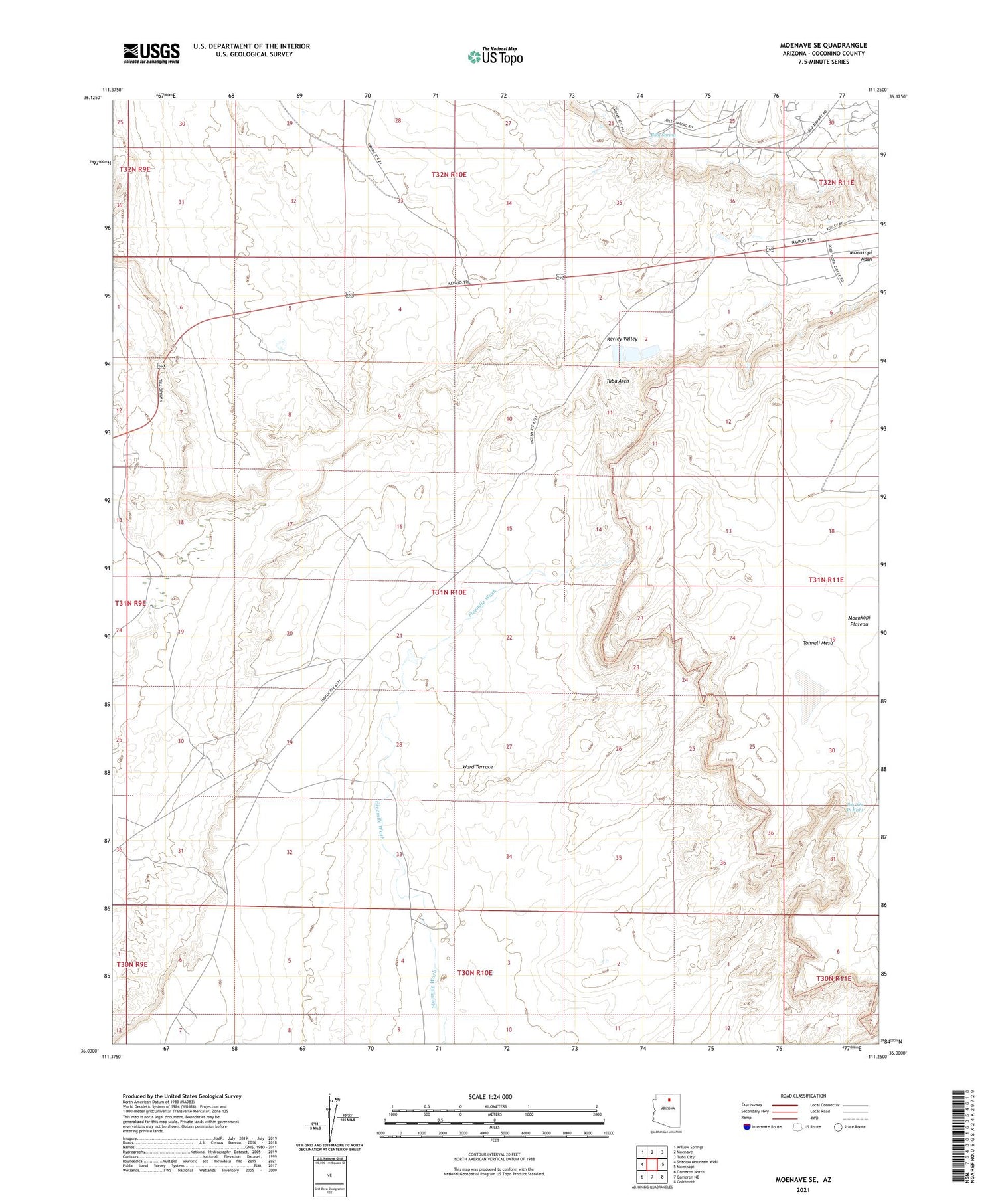 Moenave SE Arizona US Topo Map Image