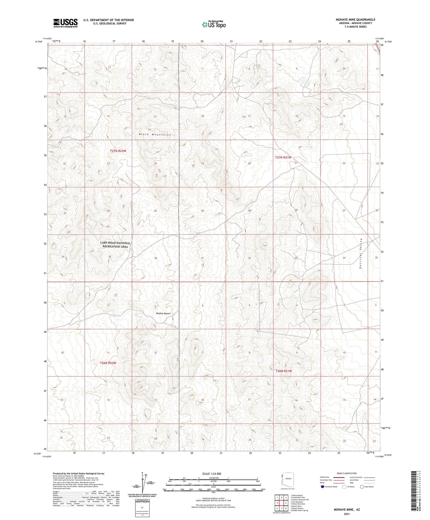 Mohave Mine Arizona US Topo Map Image