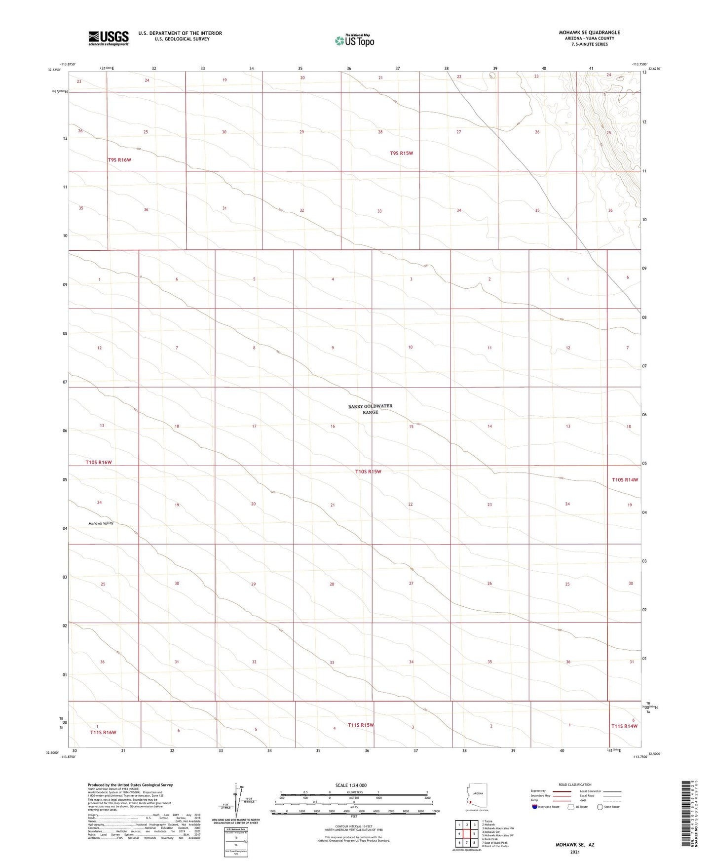 Mohawk SE Arizona US Topo Map Image