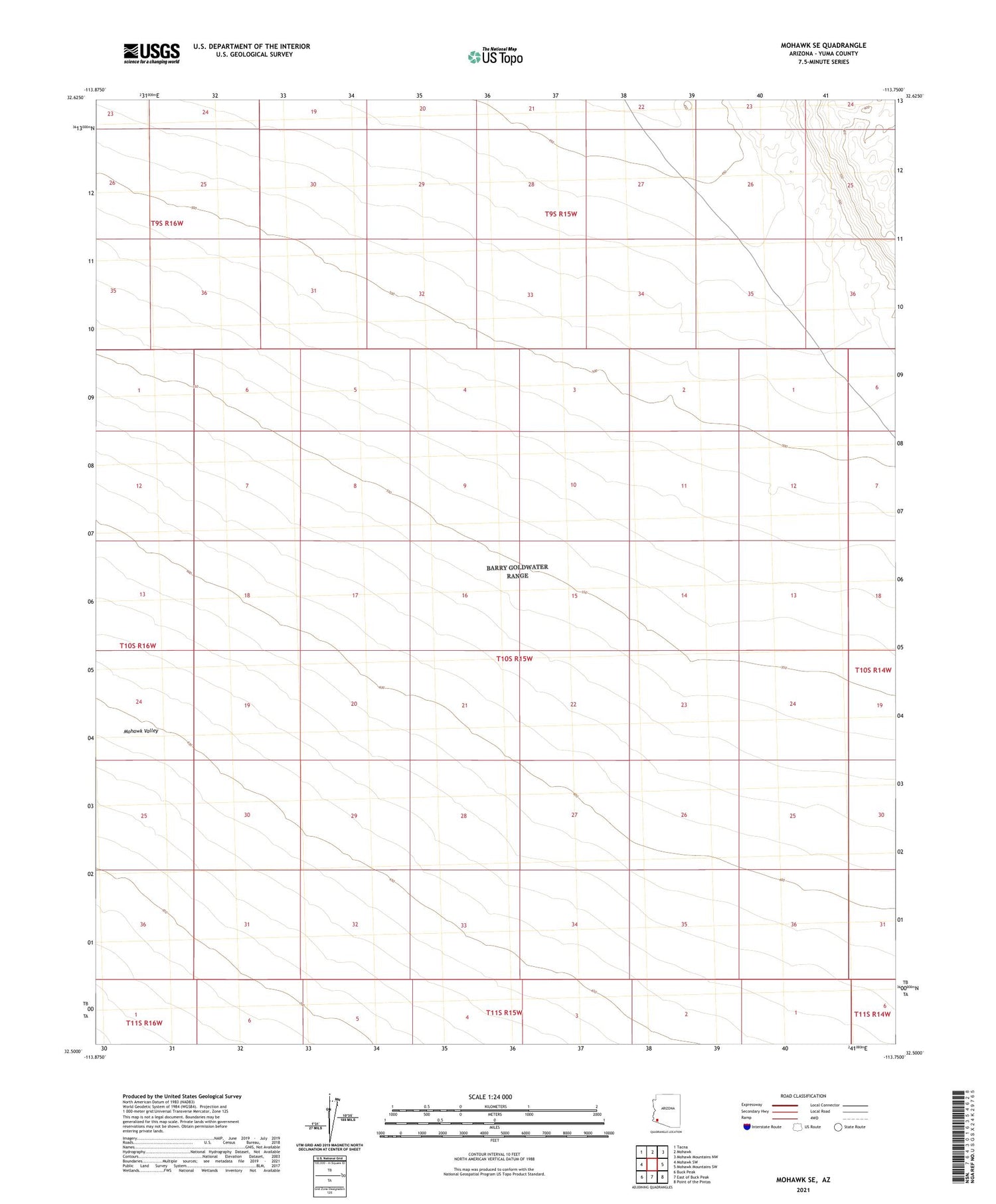 Mohawk SE Arizona US Topo Map Image