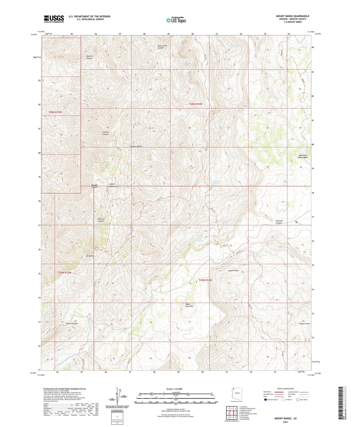 Mount Bangs Arizona US Topo Map Image