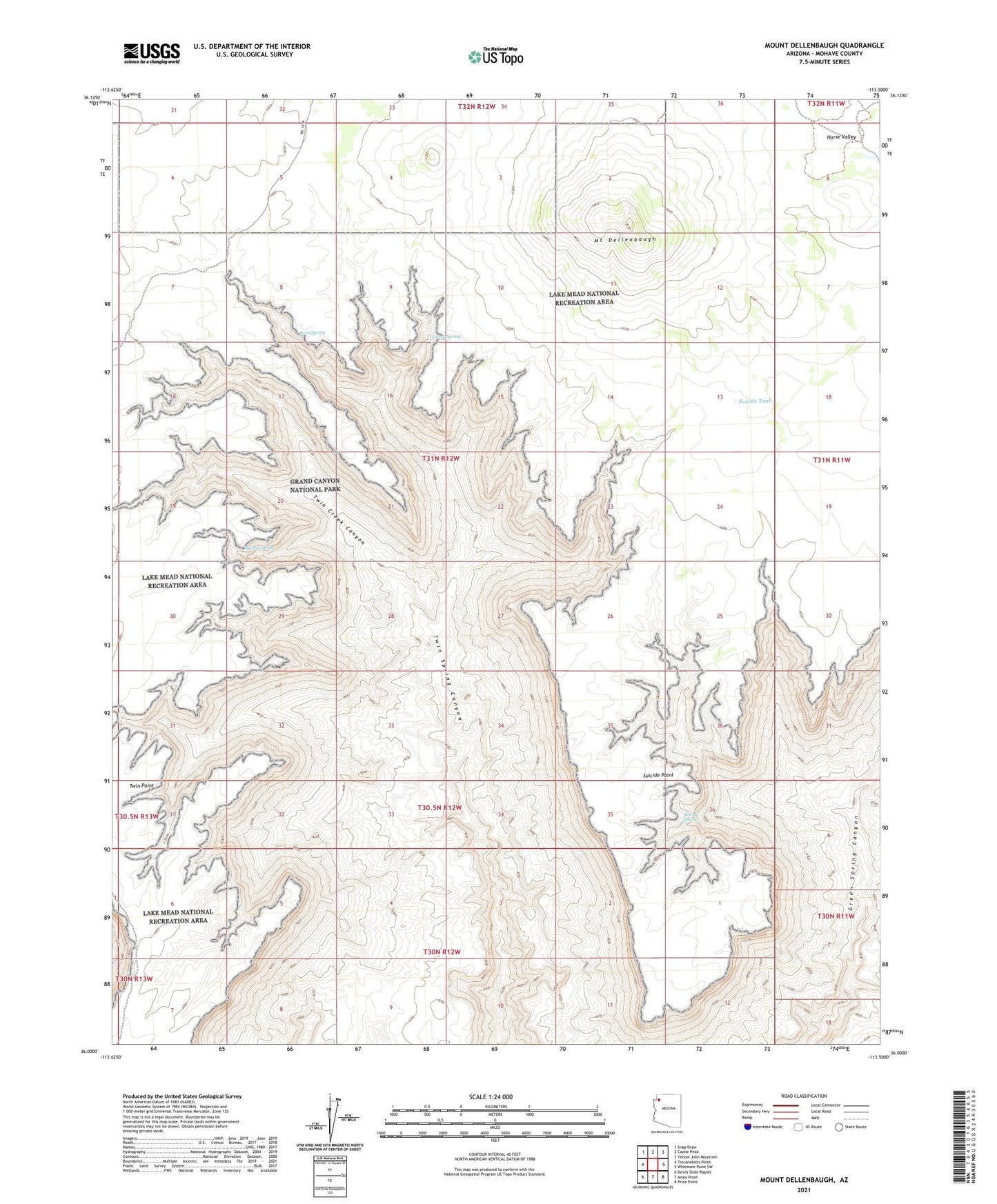 Mount Dellenbaugh Arizona US Topo Map Image