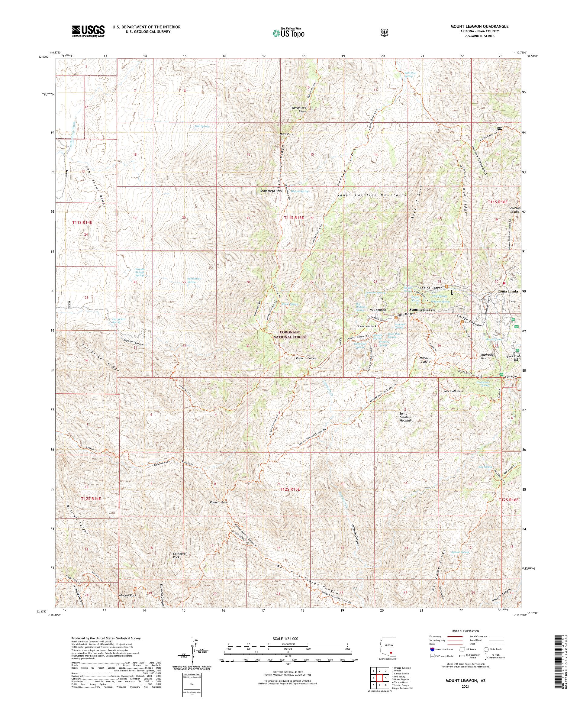 Mount Lemmon Arizona US Topo Map – MyTopo Map Store