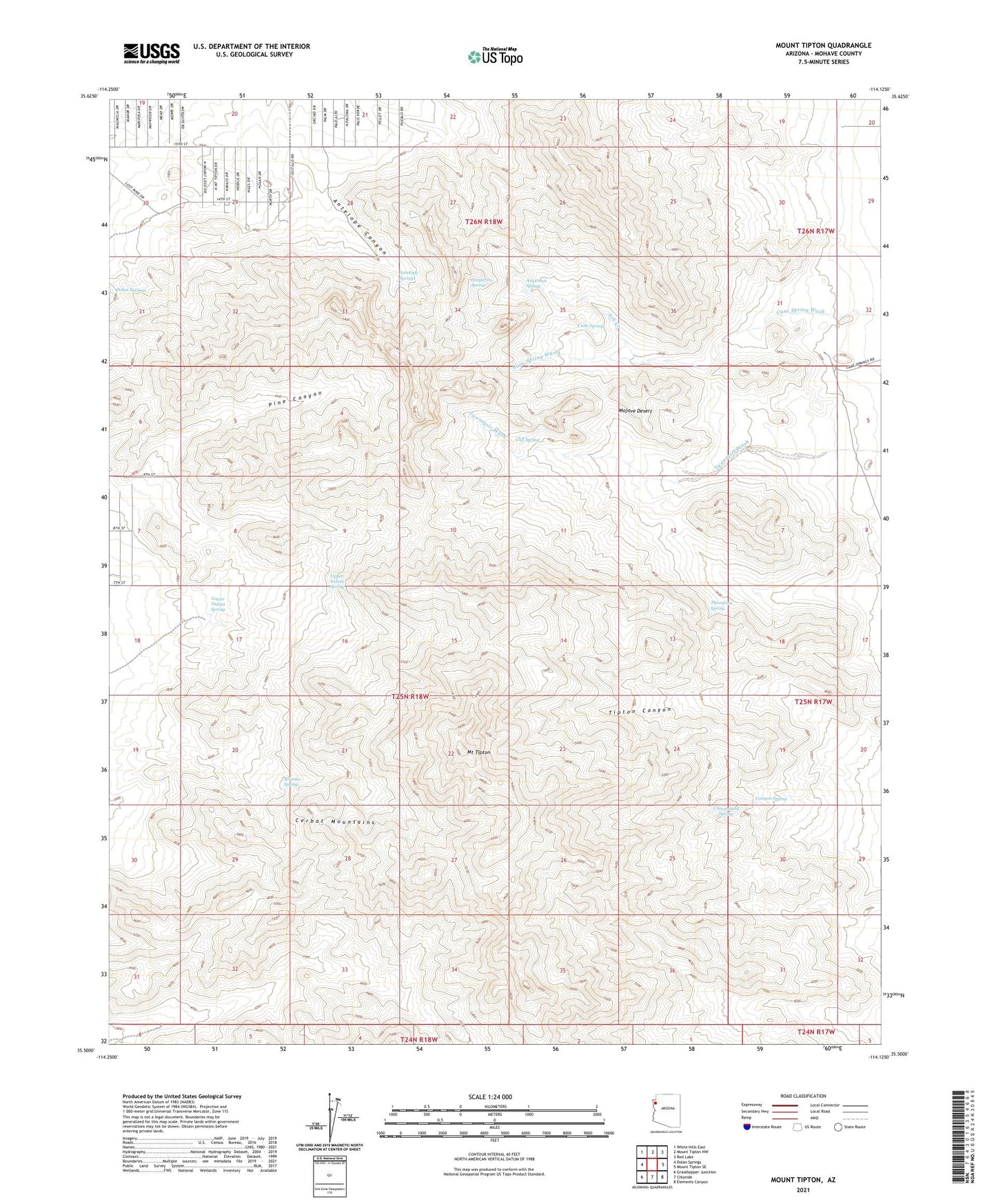 Mount Tipton Arizona US Topo Map Image