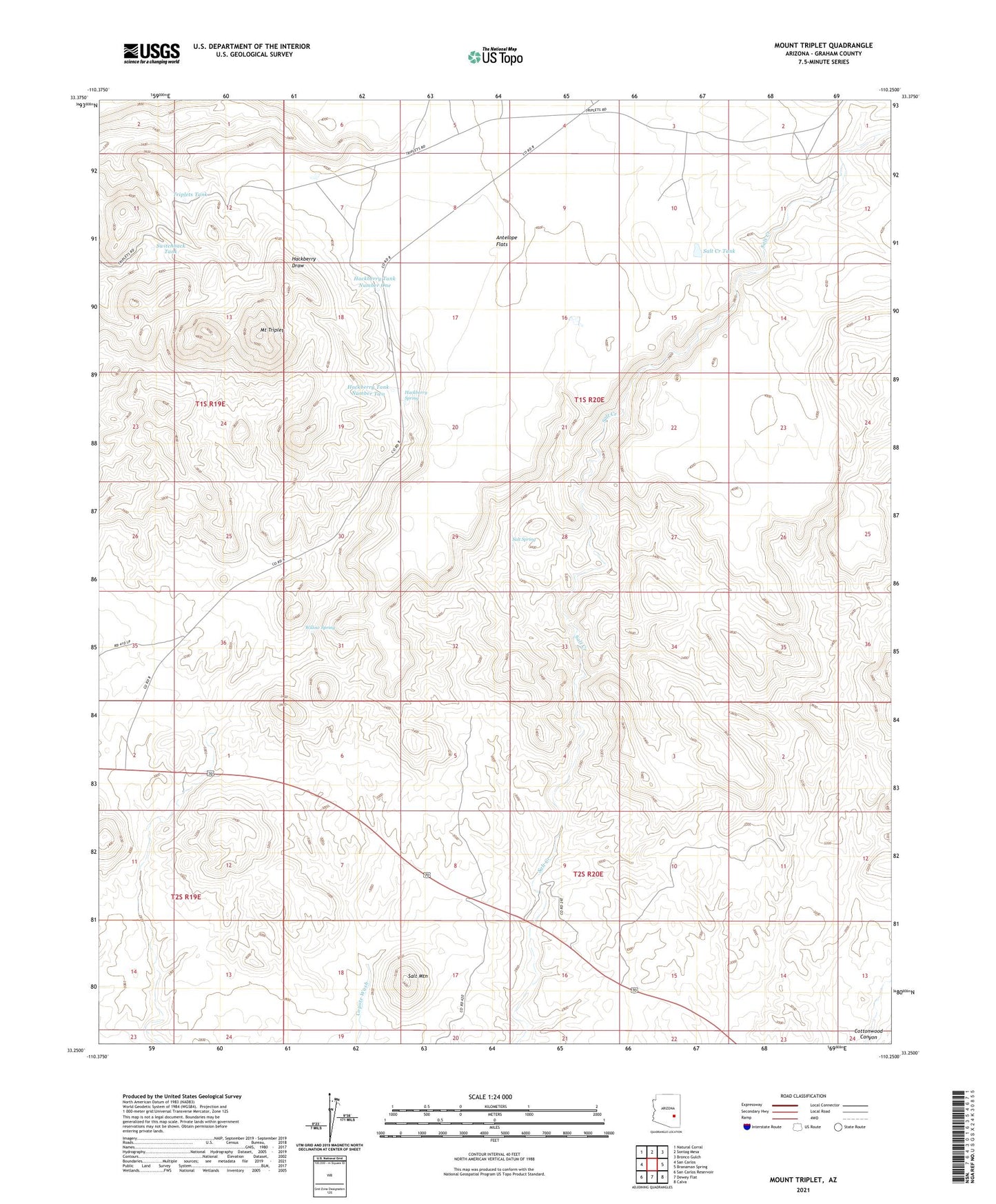 Mount Triplet Arizona US Topo Map Image