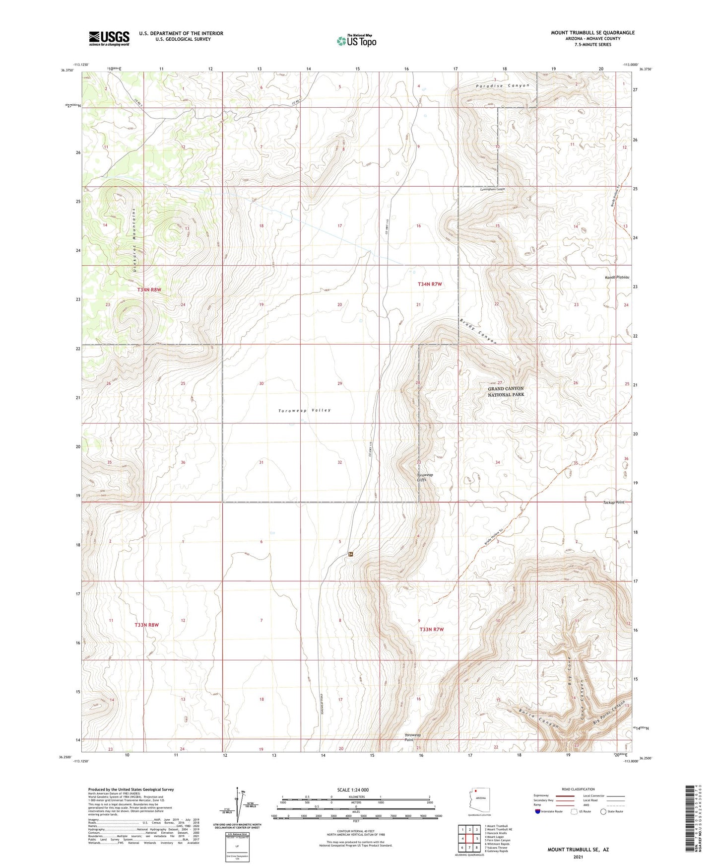 Mount Trumbull SE Arizona US Topo Map Image