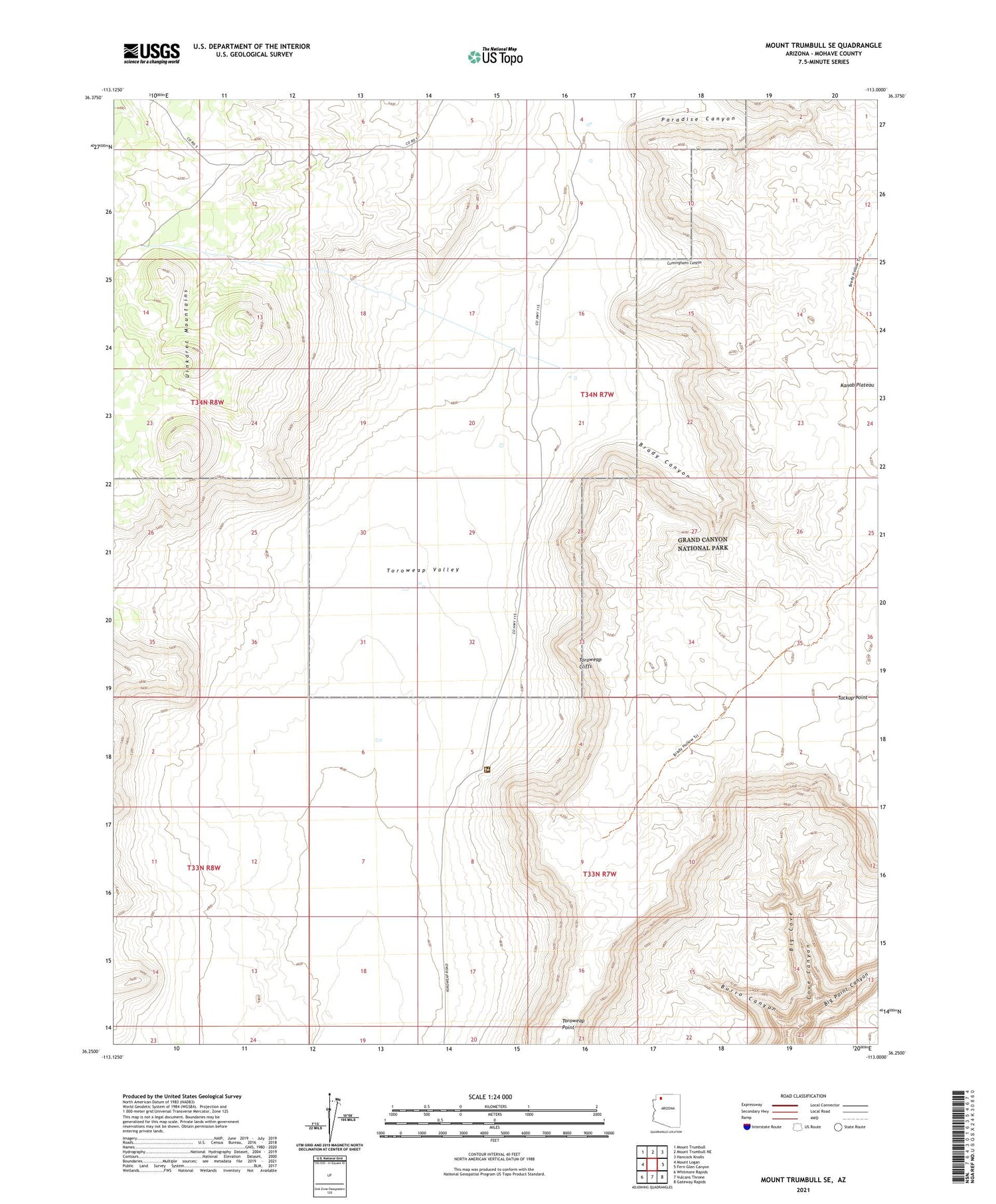 Mount Trumbull SE Arizona US Topo Map Image