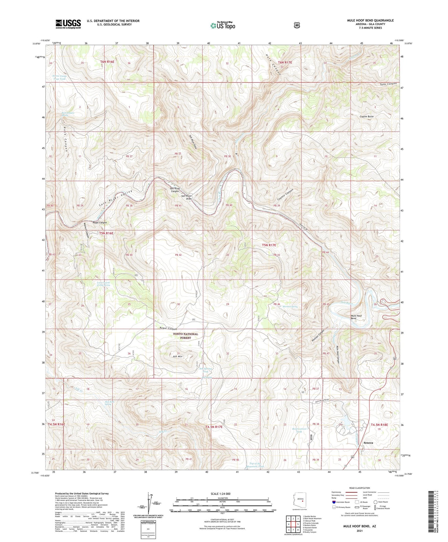 Mule Hoof Bend Arizona US Topo Map Image