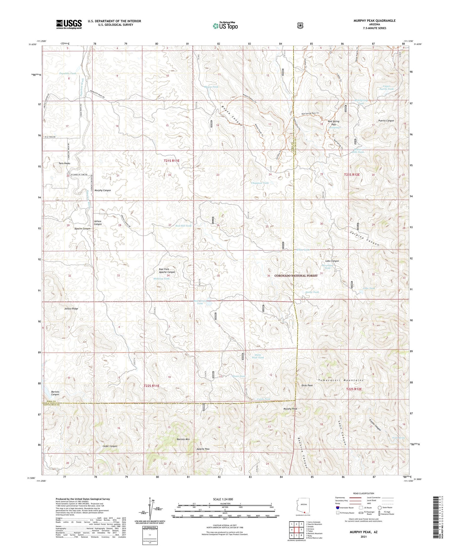 Murphy Peak Arizona US Topo Map Image