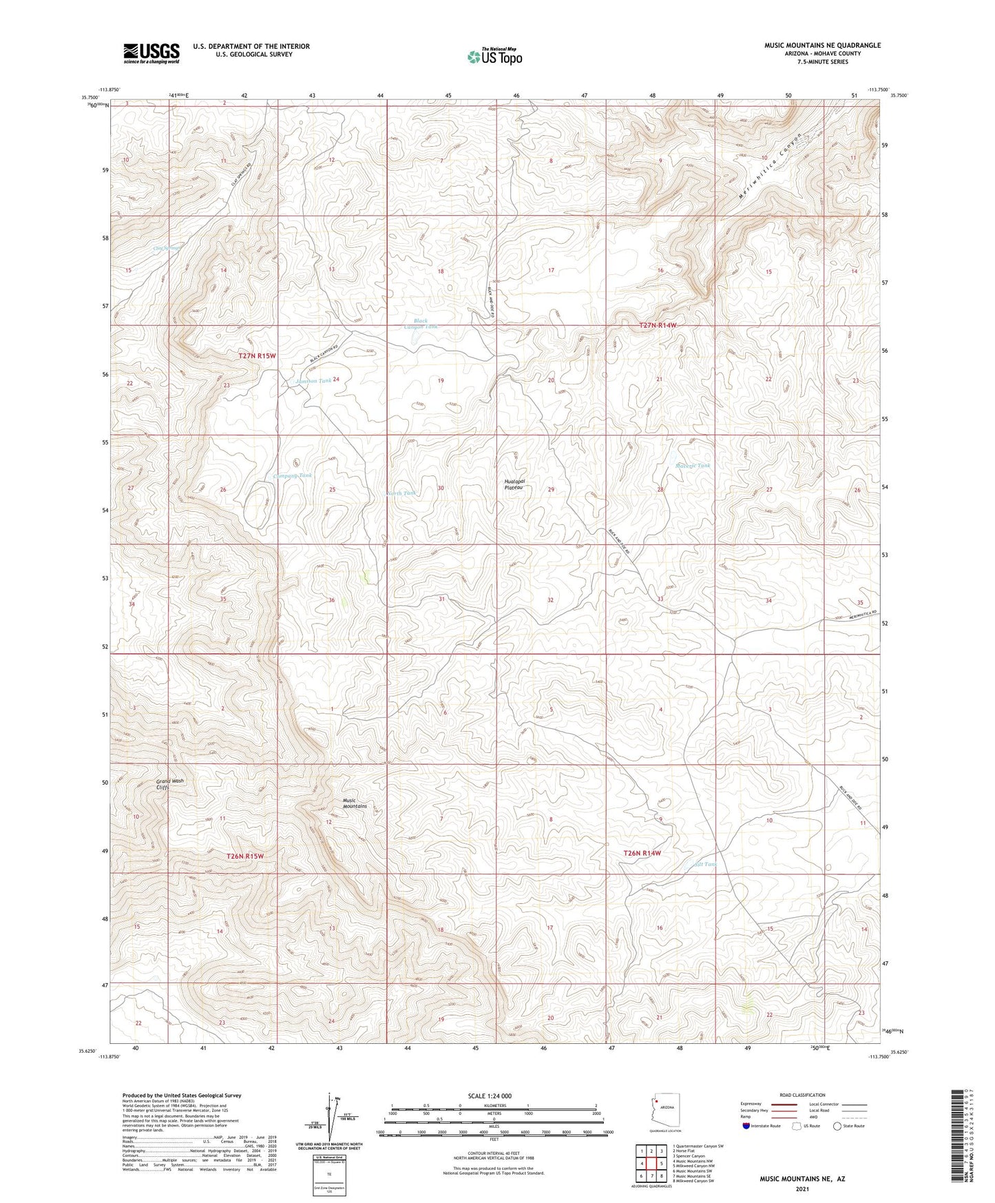 Music Mountains NE Arizona US Topo Map Image