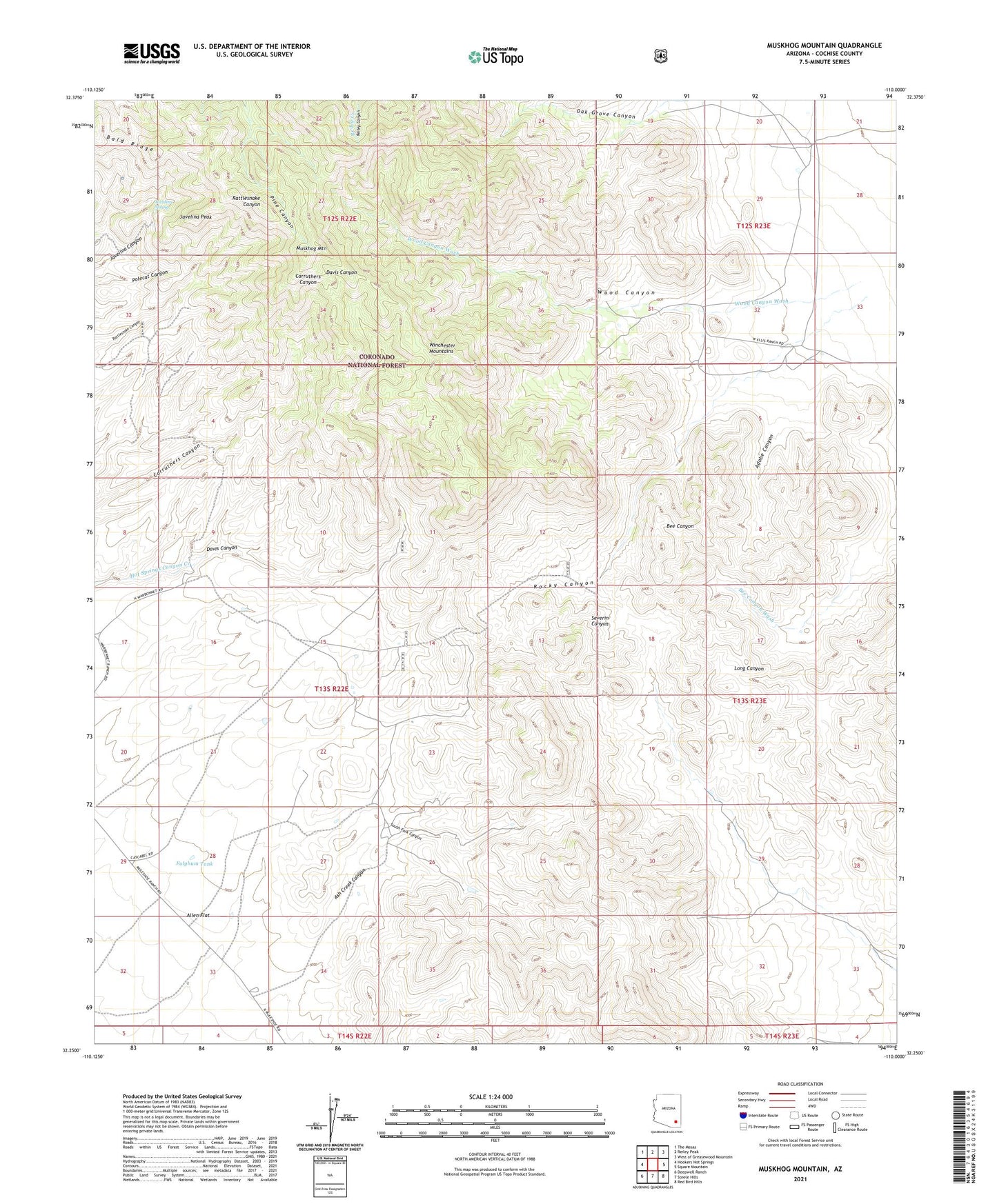 Muskhog Mountain Arizona US Topo Map Image