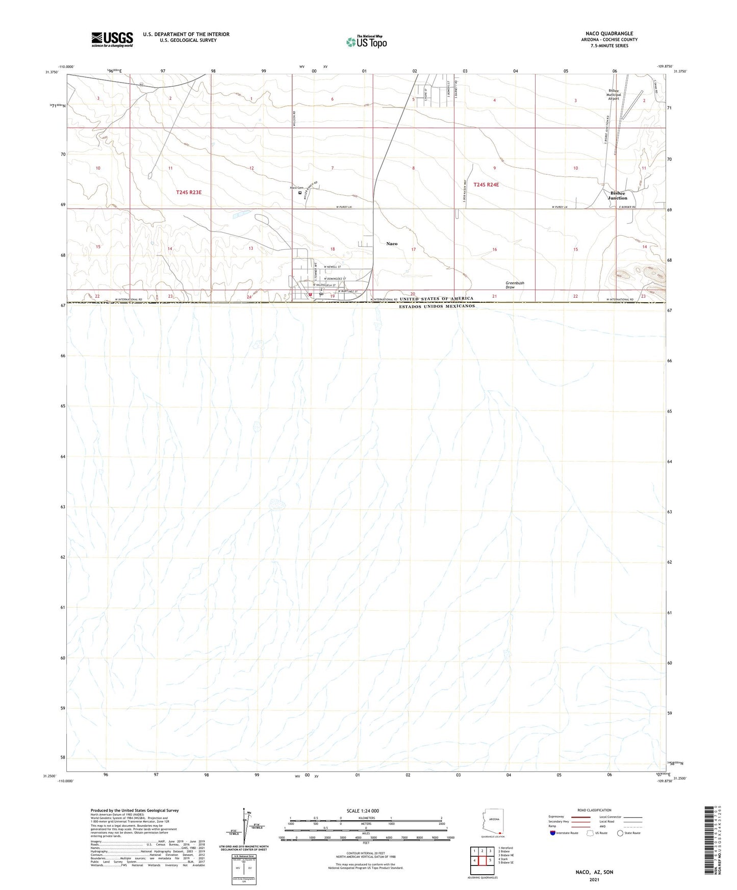 Naco Arizona US Topo Map Image