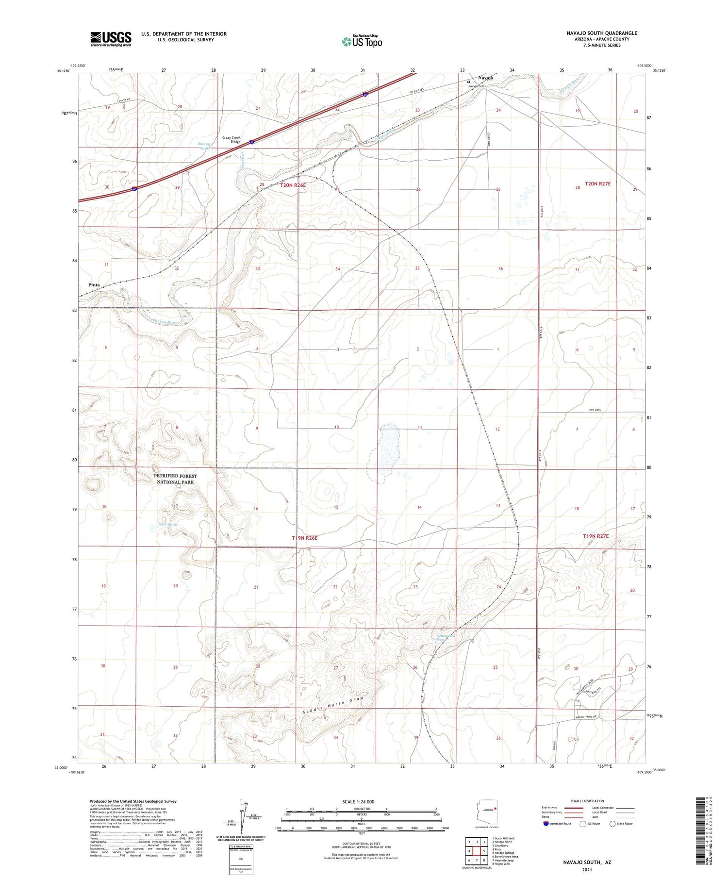 Navajo South Arizona US Topo Map Image