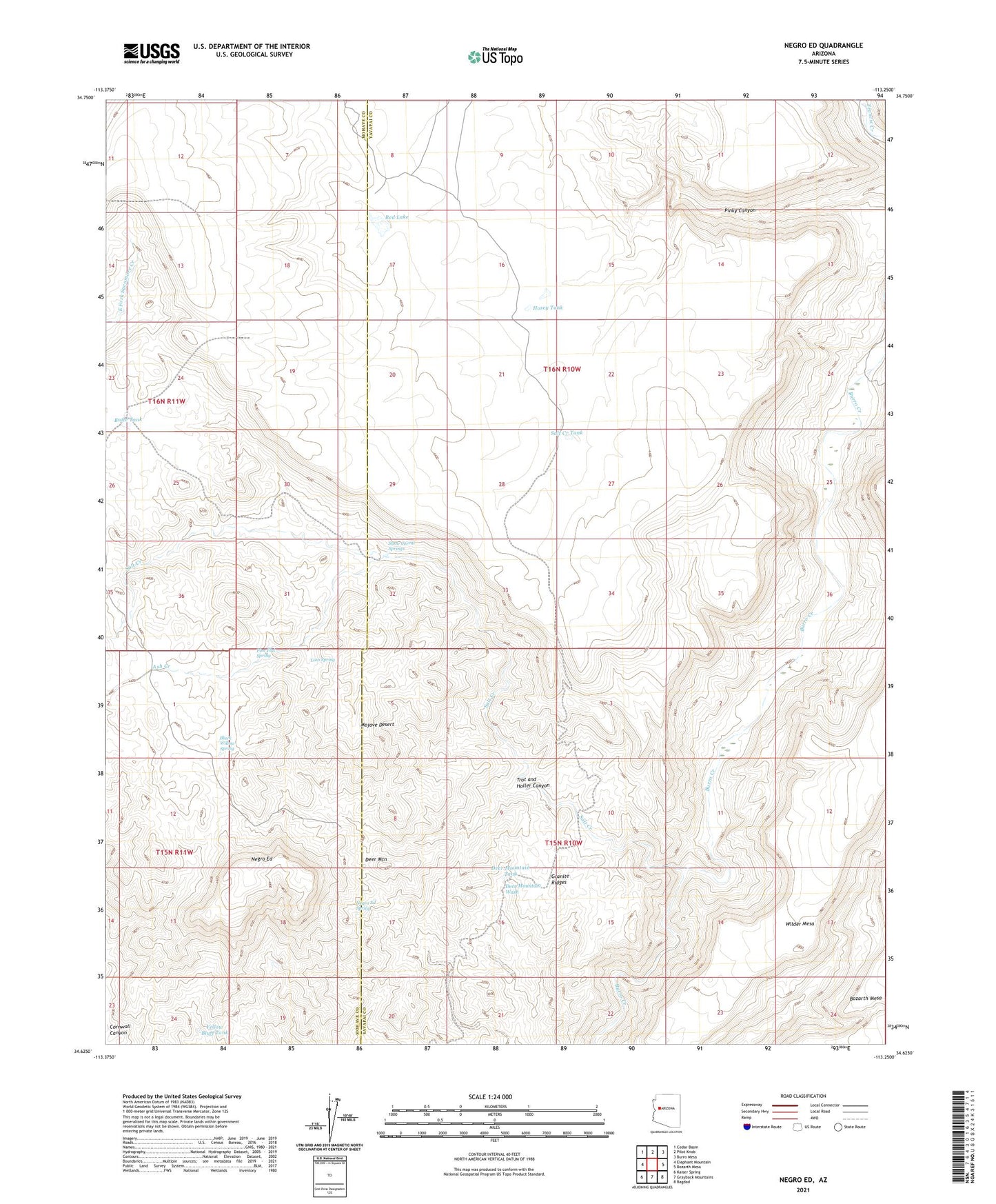 Negro Ed Arizona US Topo Map Image