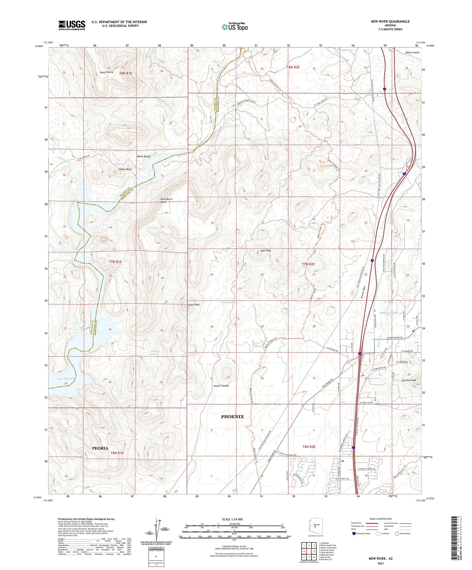 New River Arizona US Topo Map Image