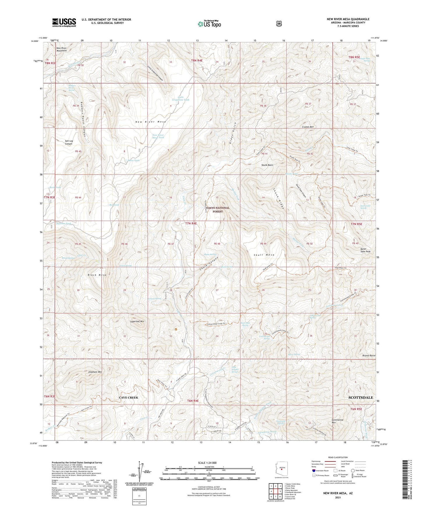 New River Mesa Arizona US Topo Map Image