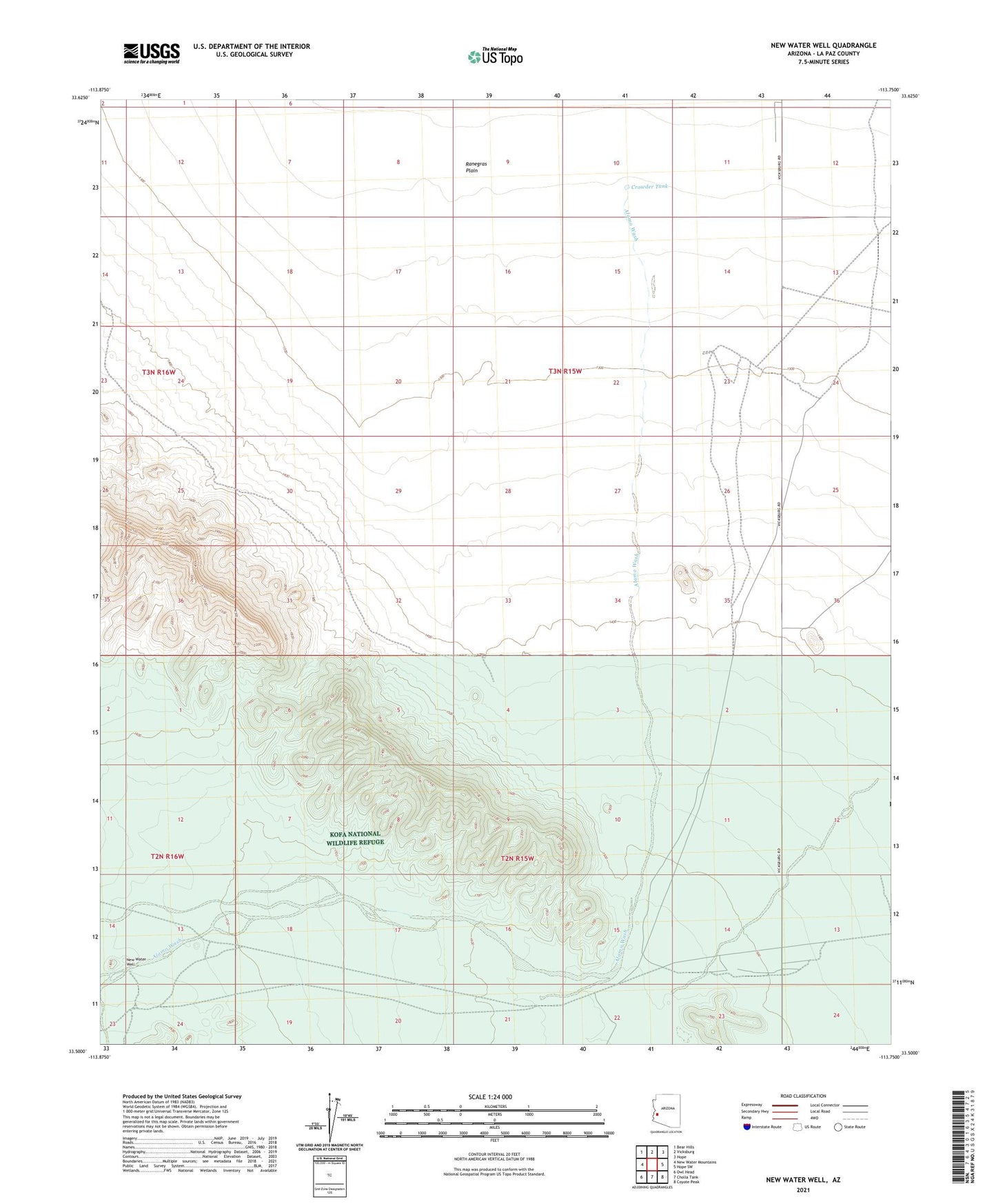 New Water Well Arizona US Topo Map Image