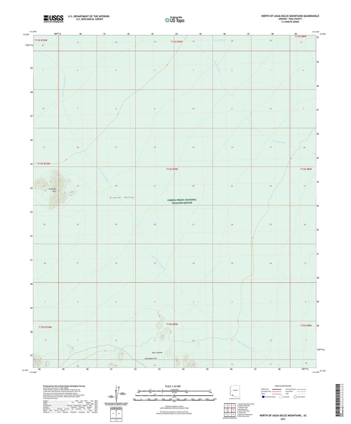 North of Agua Dulce Mountains Arizona US Topo Map Image