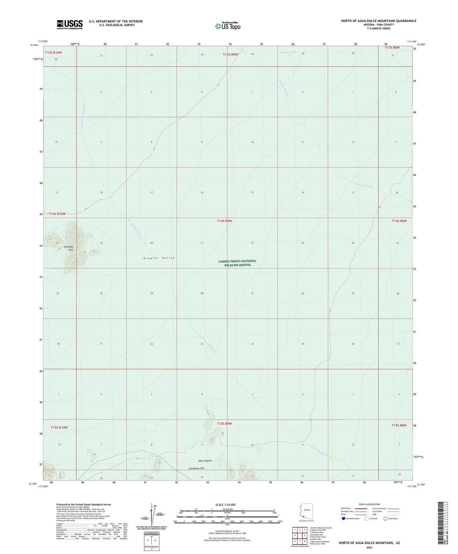 North of Agua Dulce Mountains Arizona US Topo Map Image