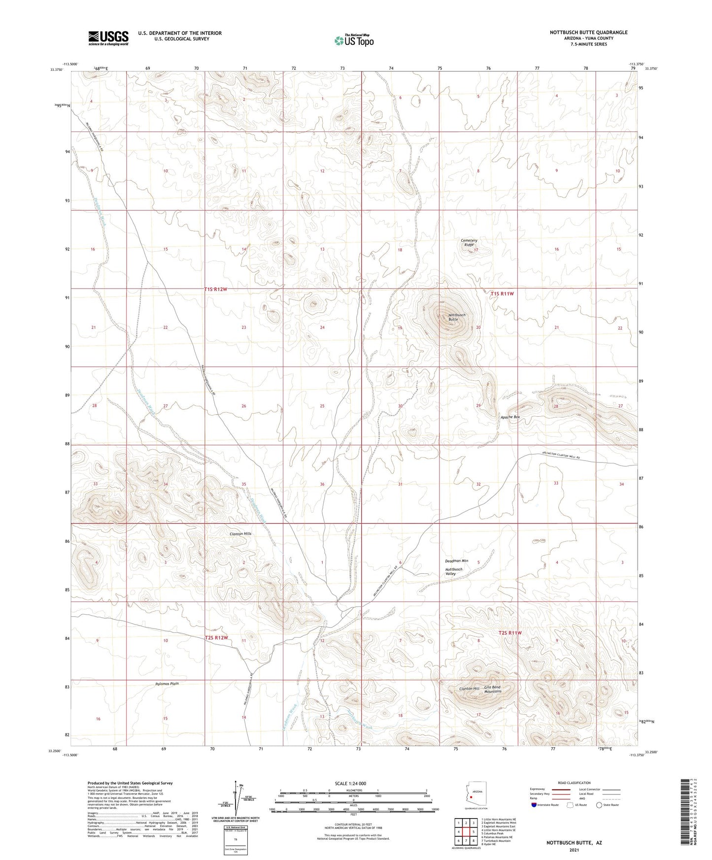 Nottbusch Butte Arizona US Topo Map Image