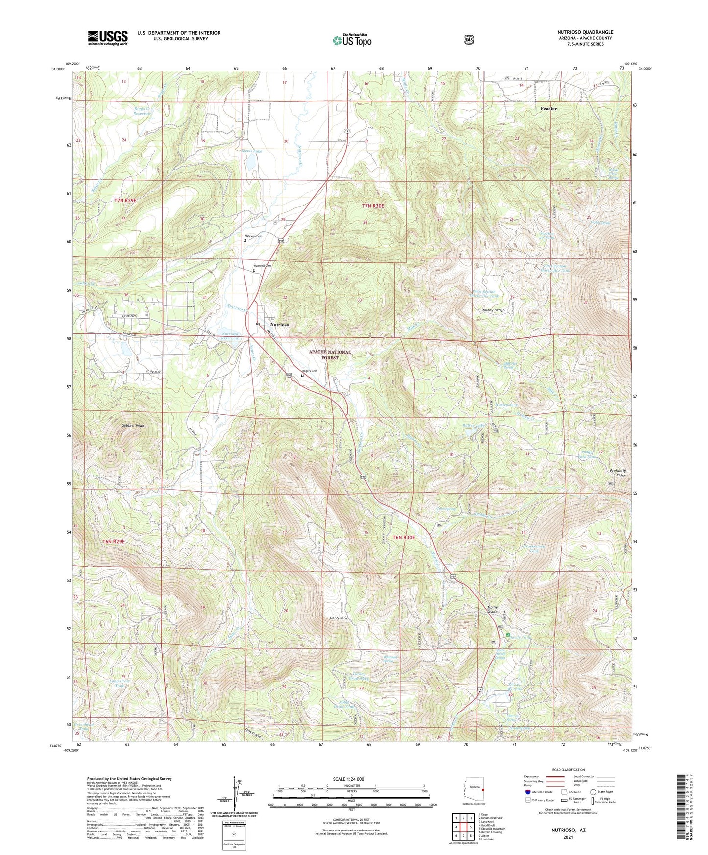 Nutrioso Arizona US Topo Map Image