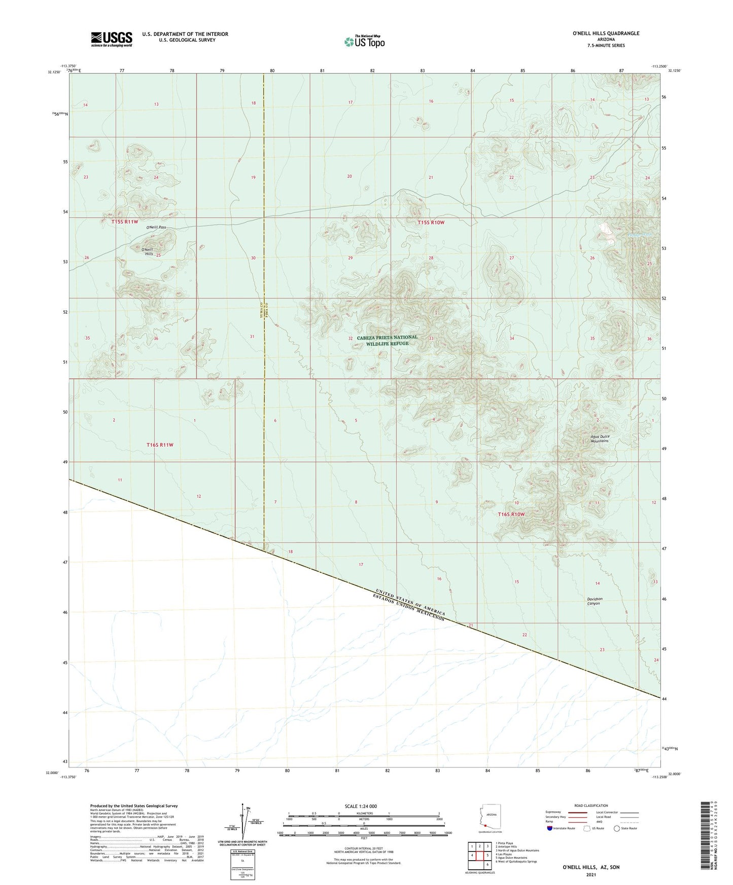 O'Neill Hills Arizona US Topo Map Image