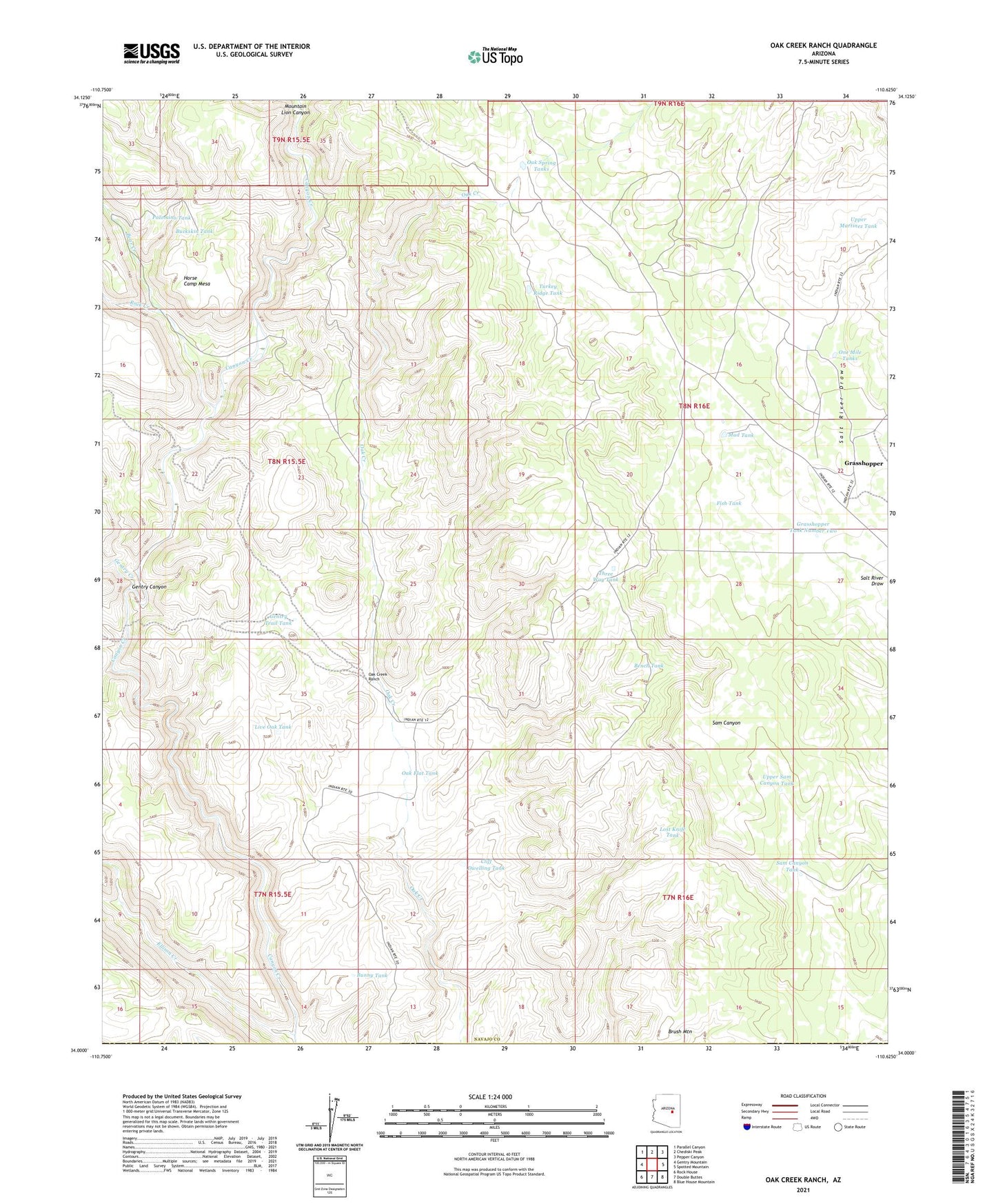 Oak Creek Ranch Arizona US Topo Map Image