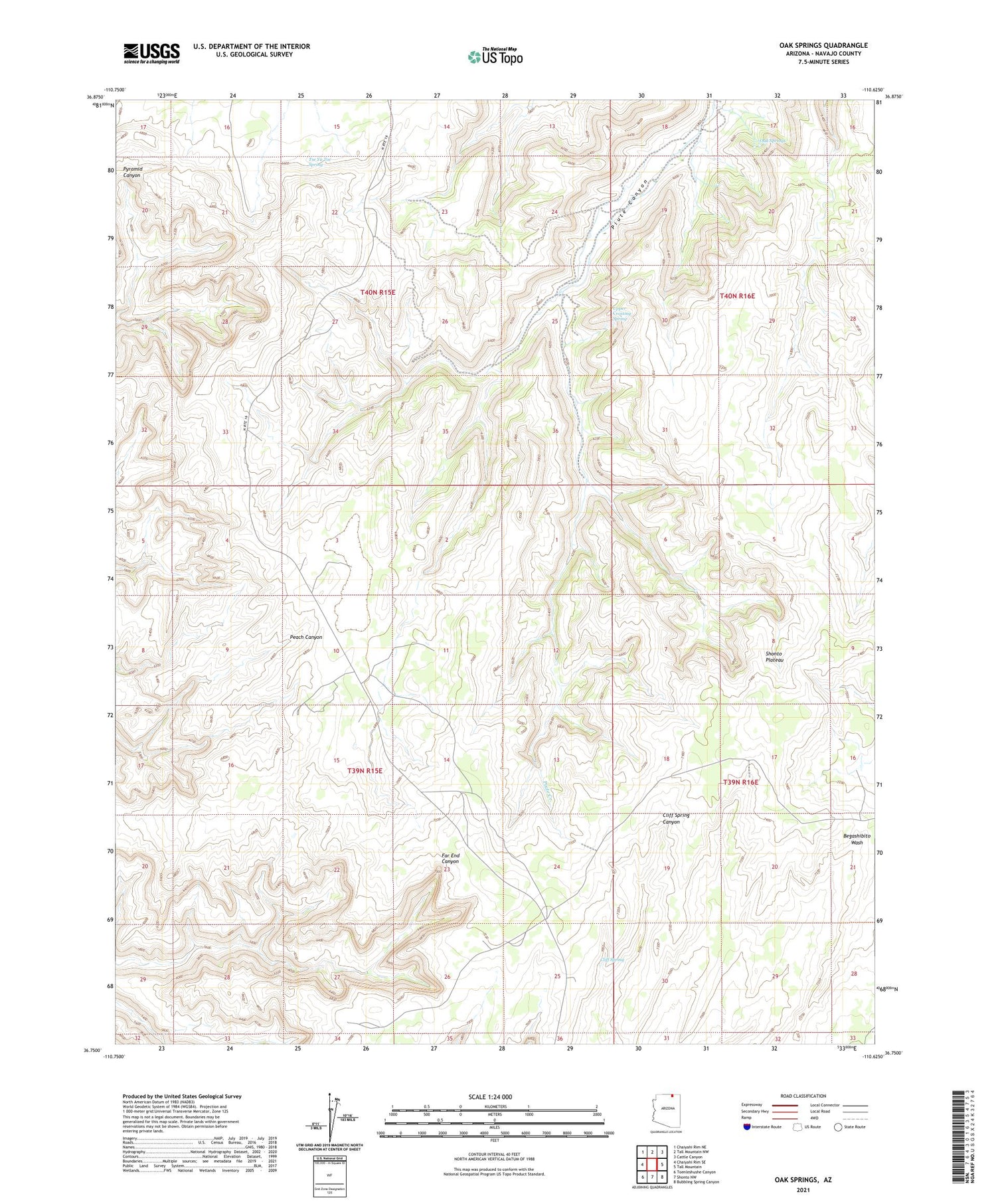Oak Springs Arizona US Topo Map Image