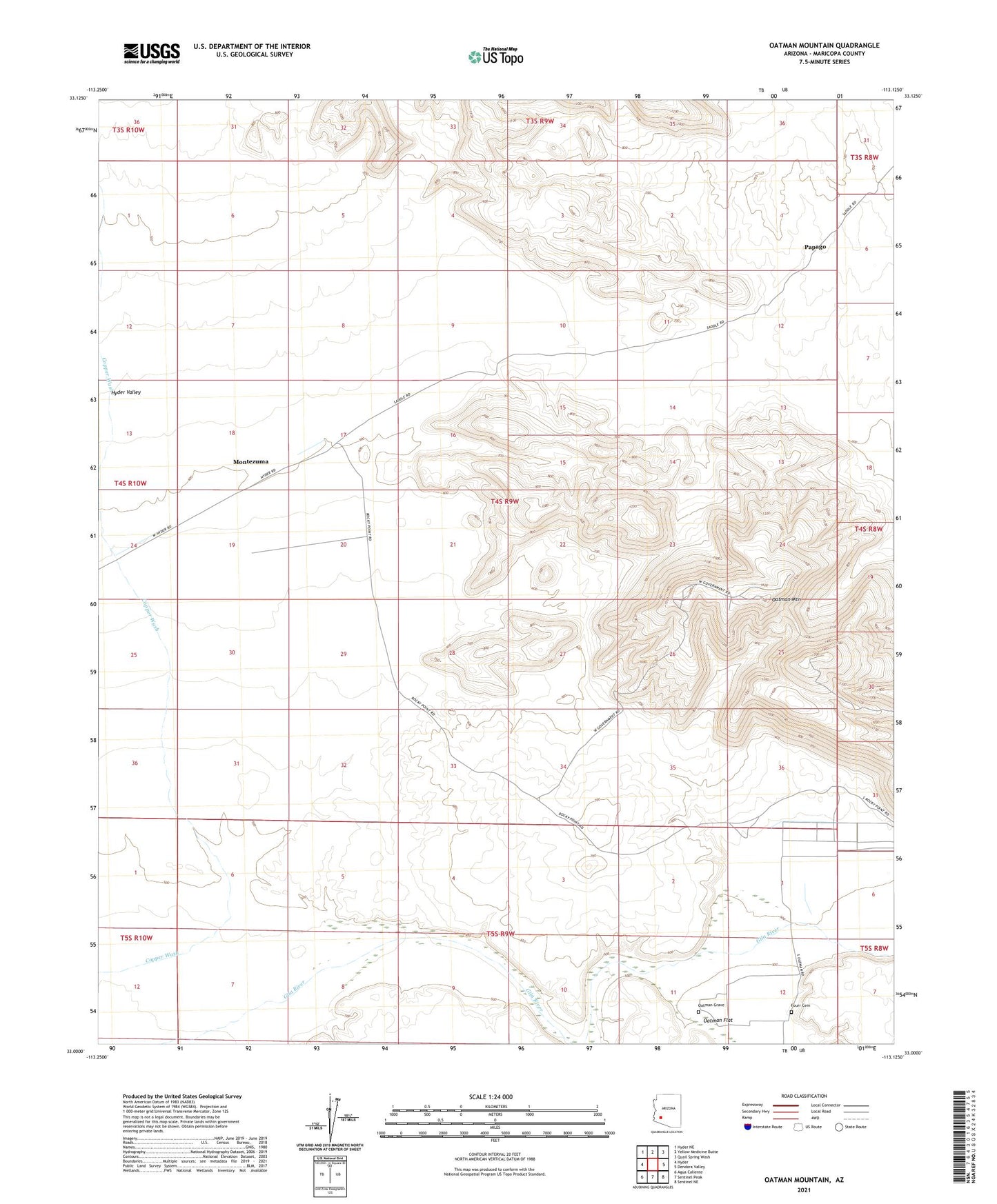 Oatman Mountain Arizona US Topo Map Image