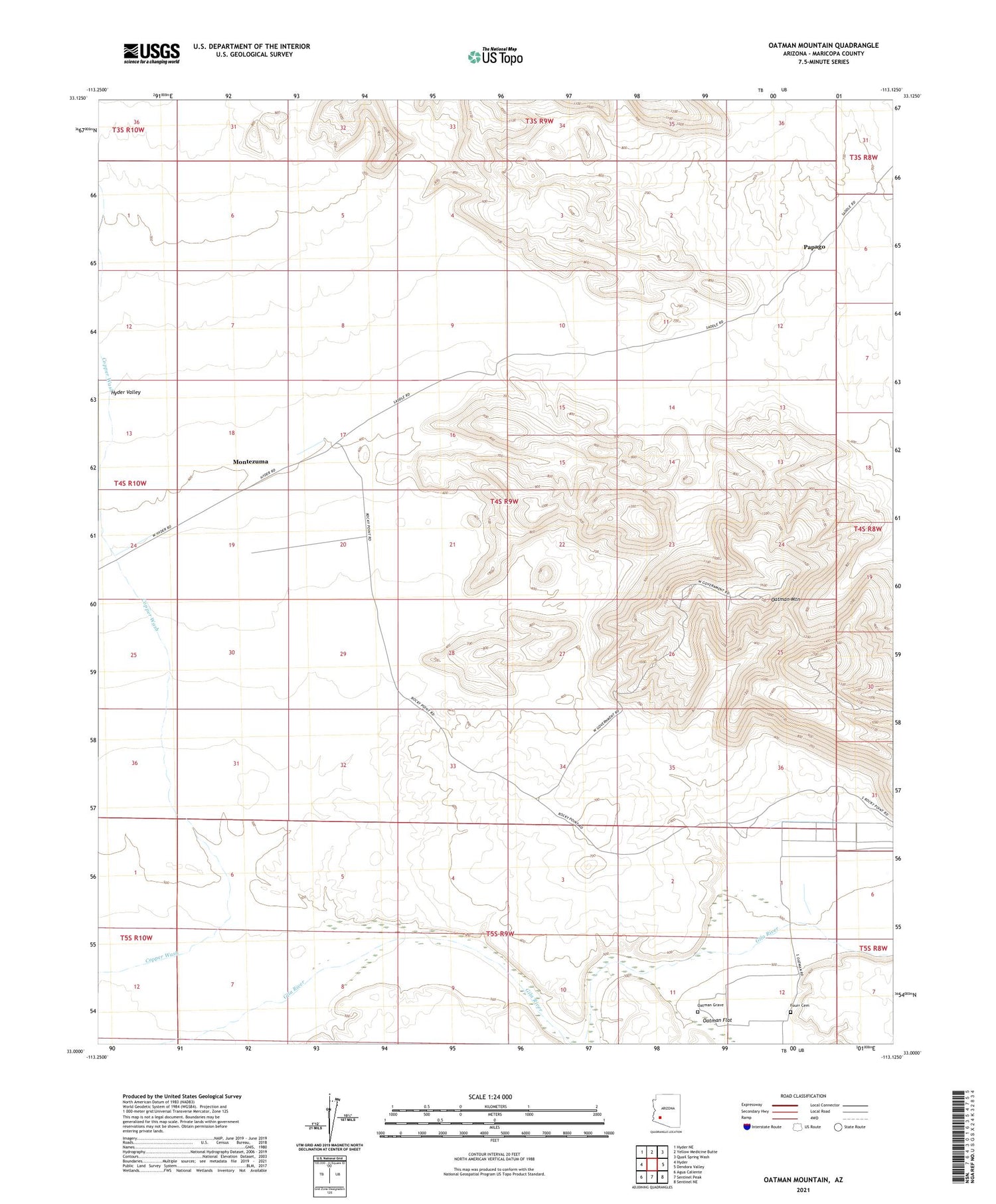 Oatman Mountain Arizona US Topo Map Image
