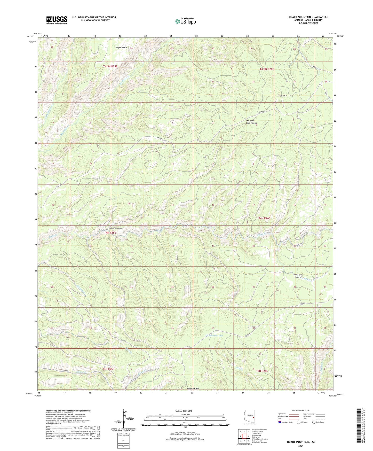 Odart Mountain Arizona US Topo Map Image