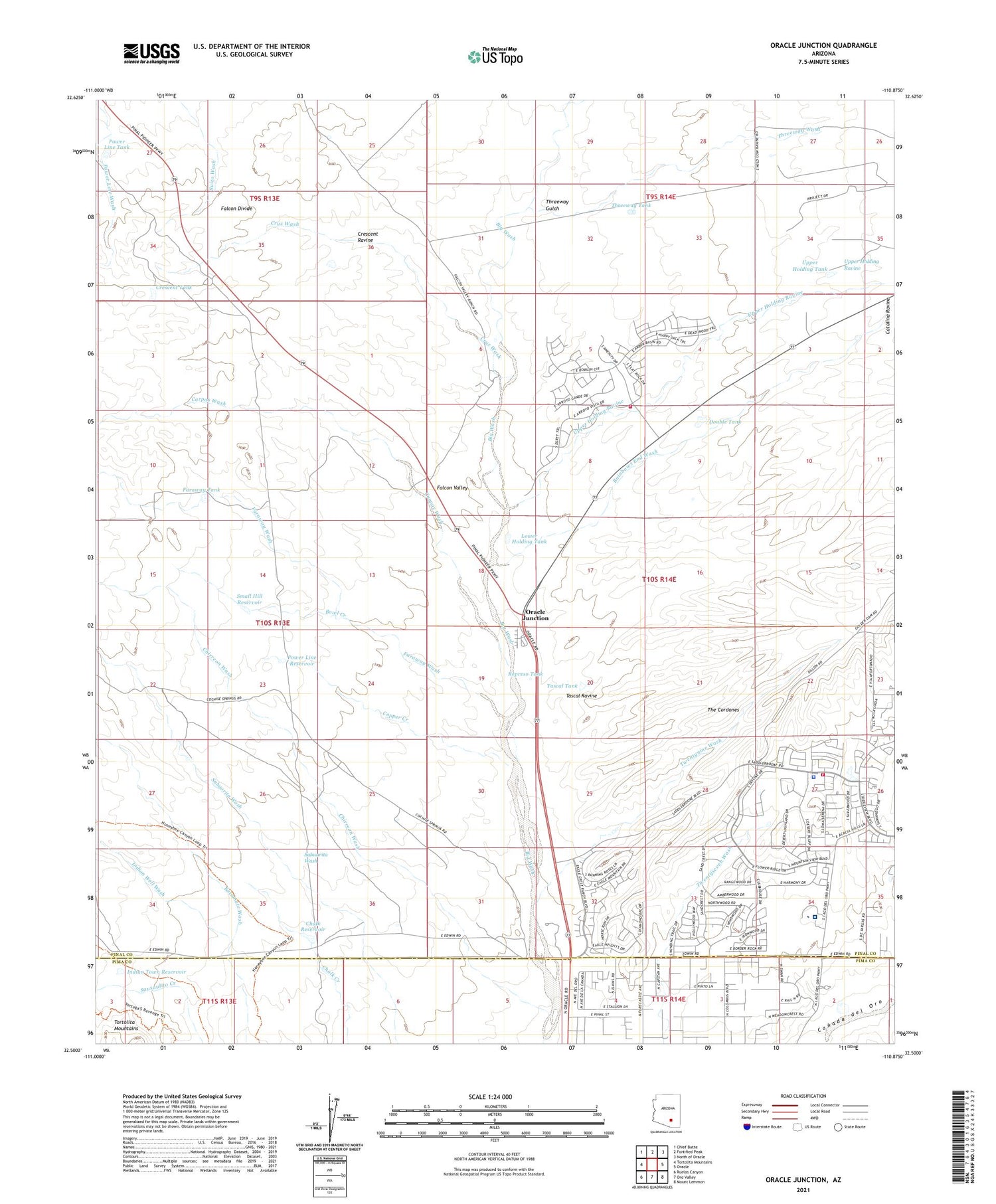 Oracle Junction Arizona US Topo Map Image