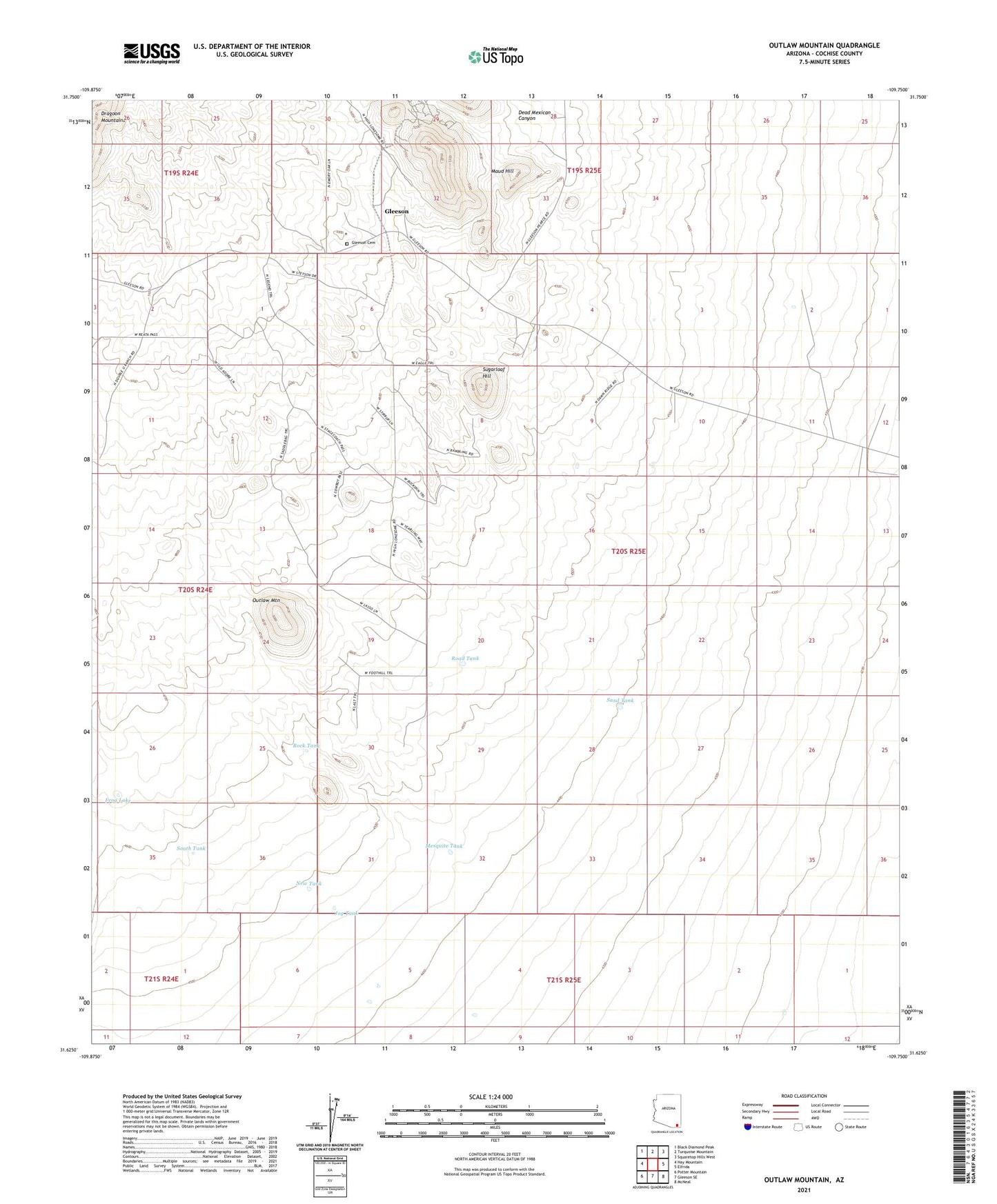 Outlaw Mountain Arizona US Topo Map Image