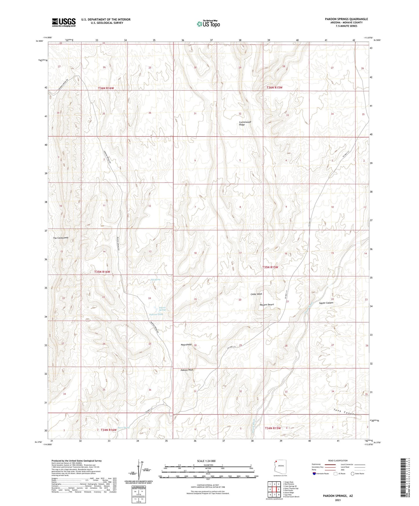 Pakoon Springs Arizona US Topo Map Image