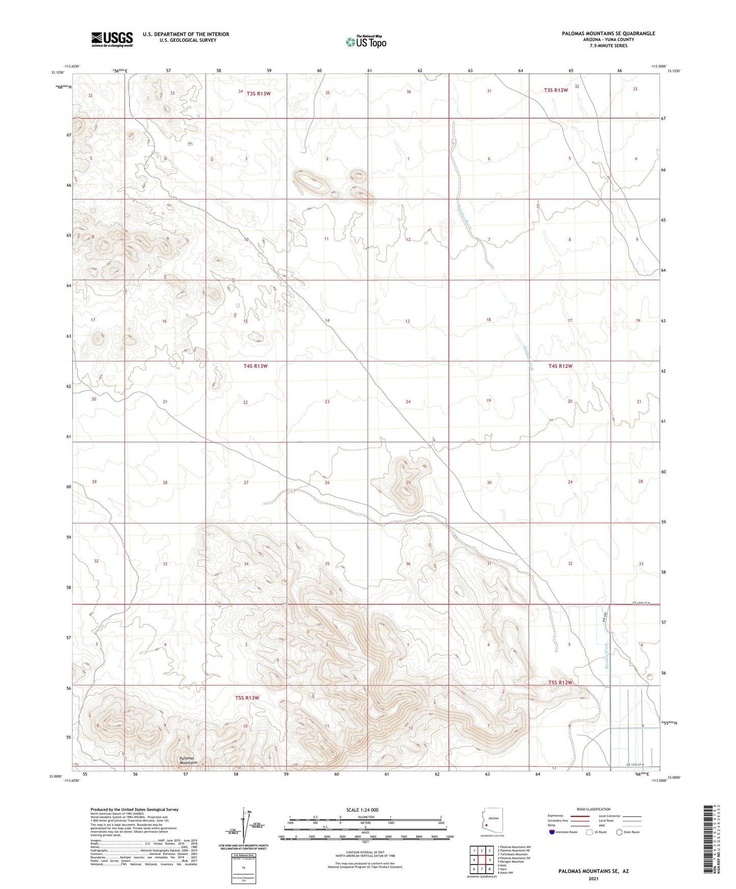 Palomas Mountains SE Arizona US Topo Map Image