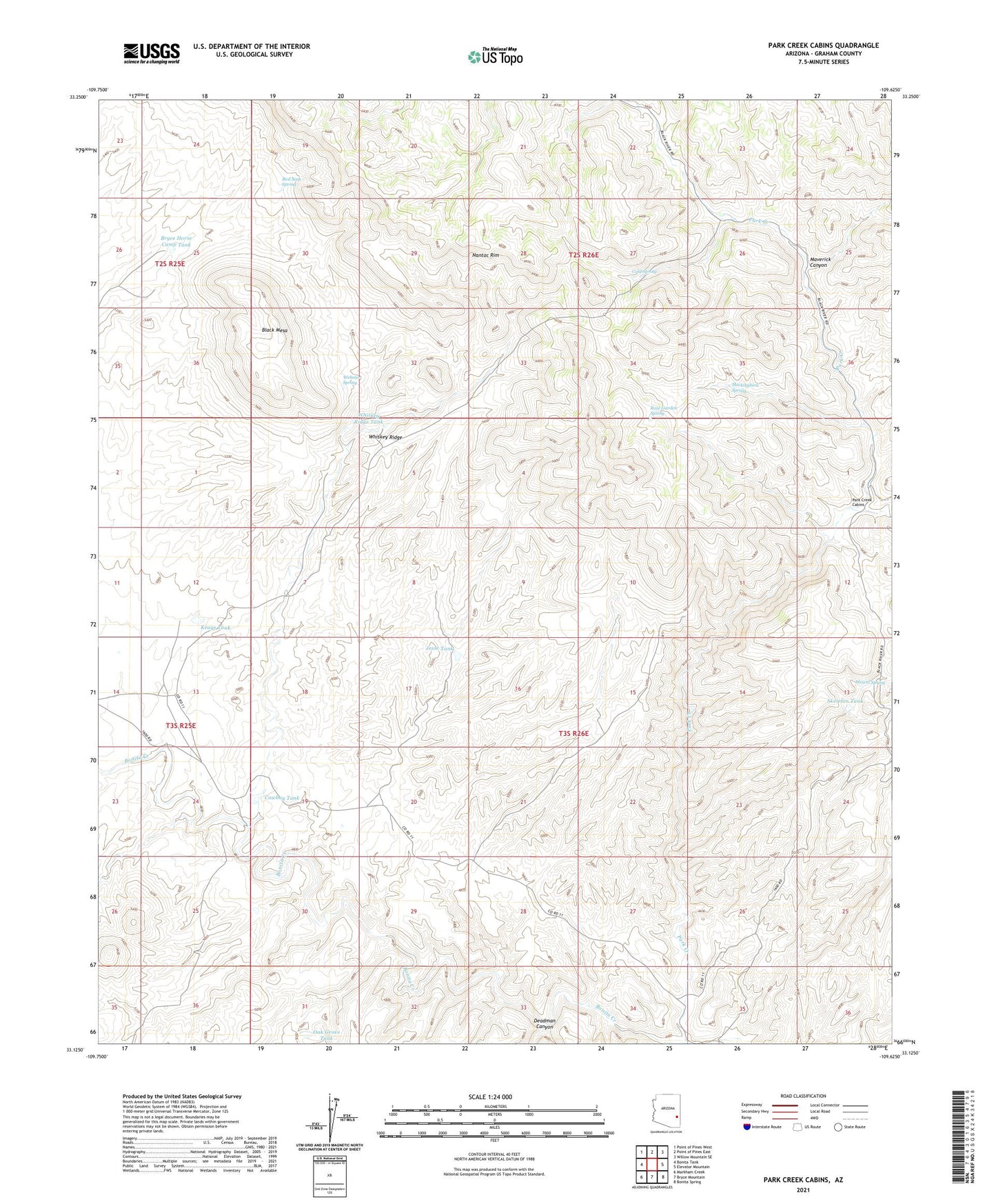 Park Creek Cabins Arizona US Topo Map Image