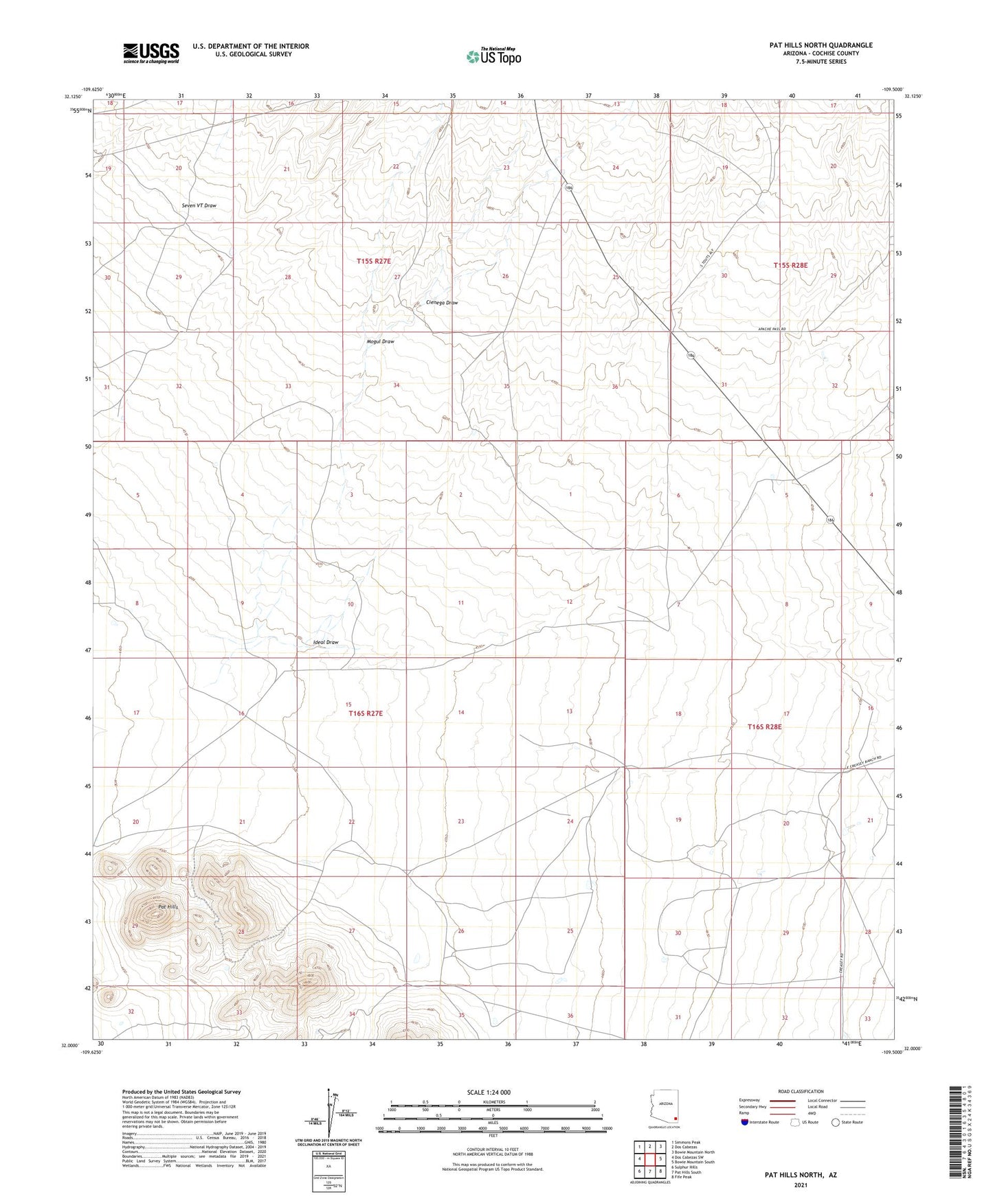 Pat Hills North Arizona US Topo Map Image