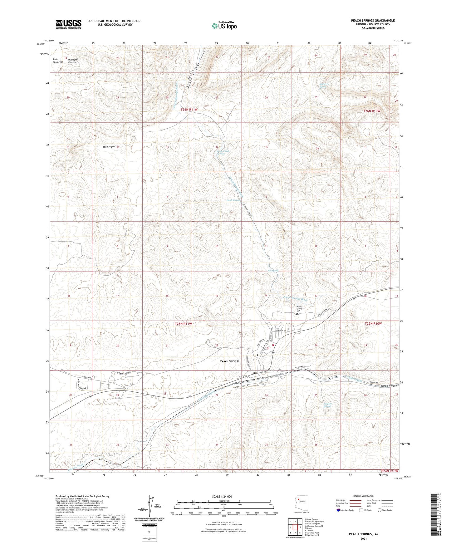 Peach Springs Arizona US Topo Map Image