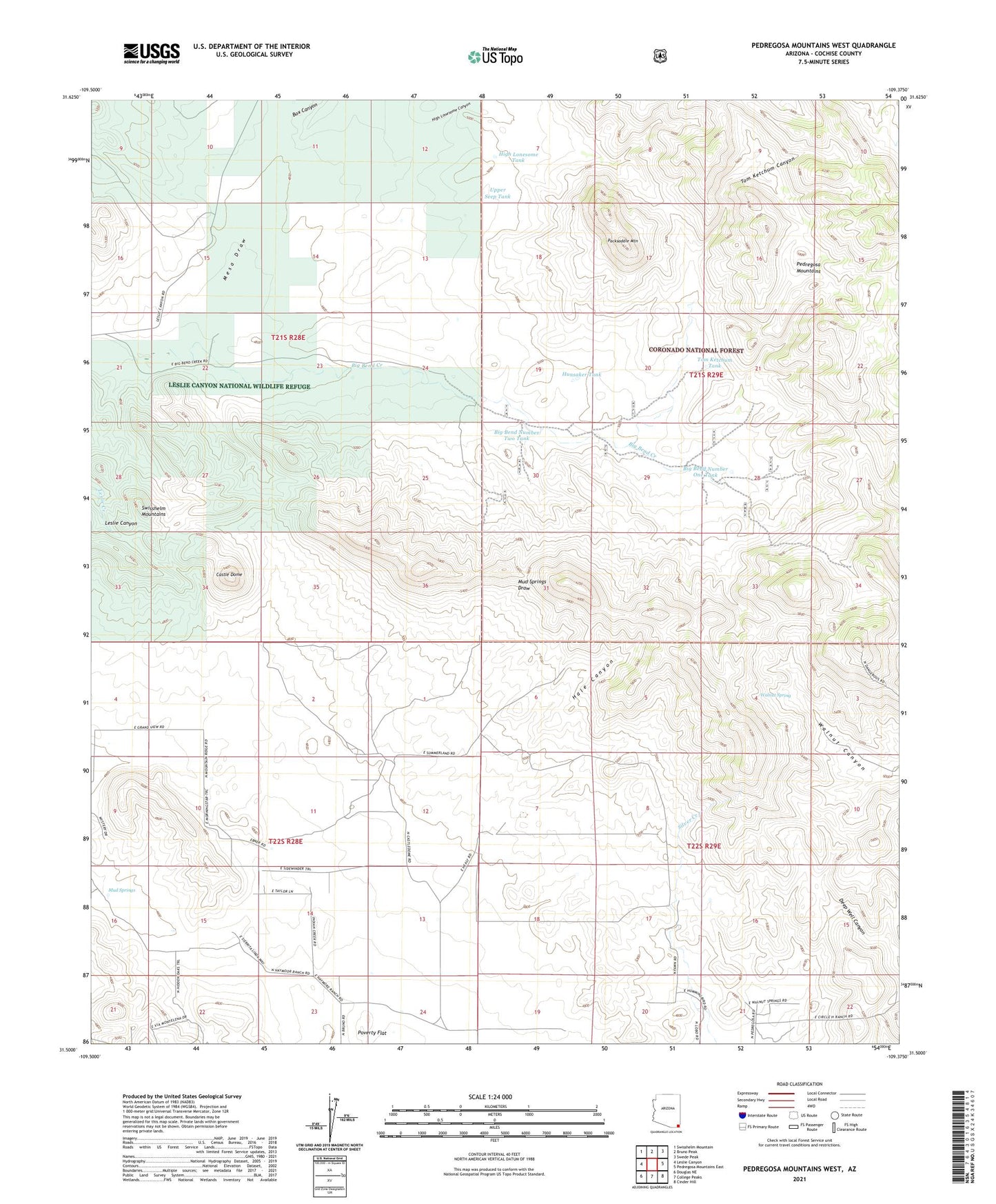 Pedregosa Mountains West Arizona US Topo Map Image