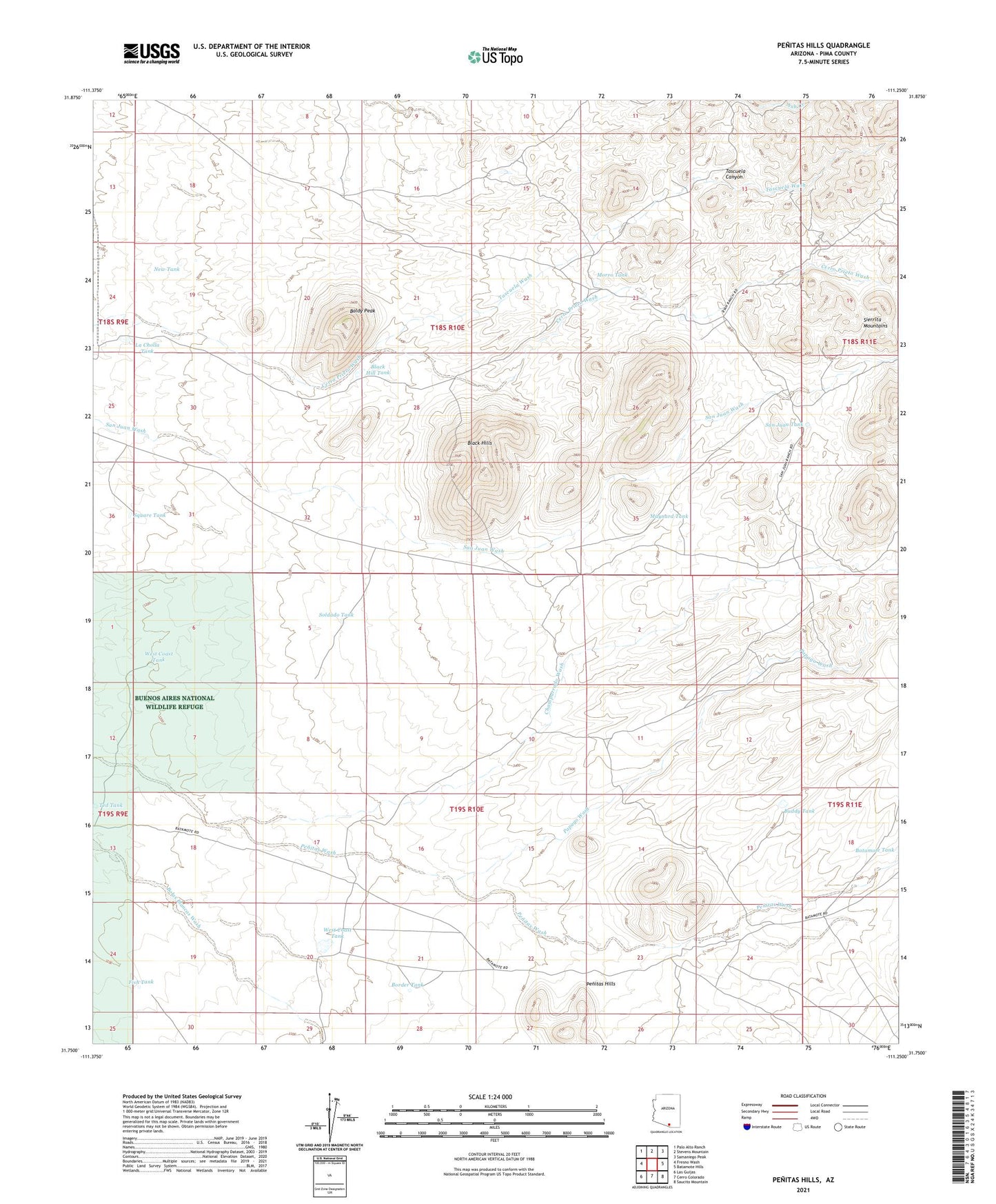 Penitas Hills Arizona US Topo Map Image