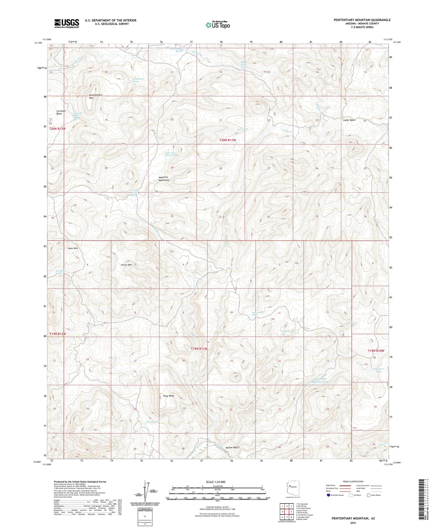 Penitentiary Mountain Arizona US Topo Map Image