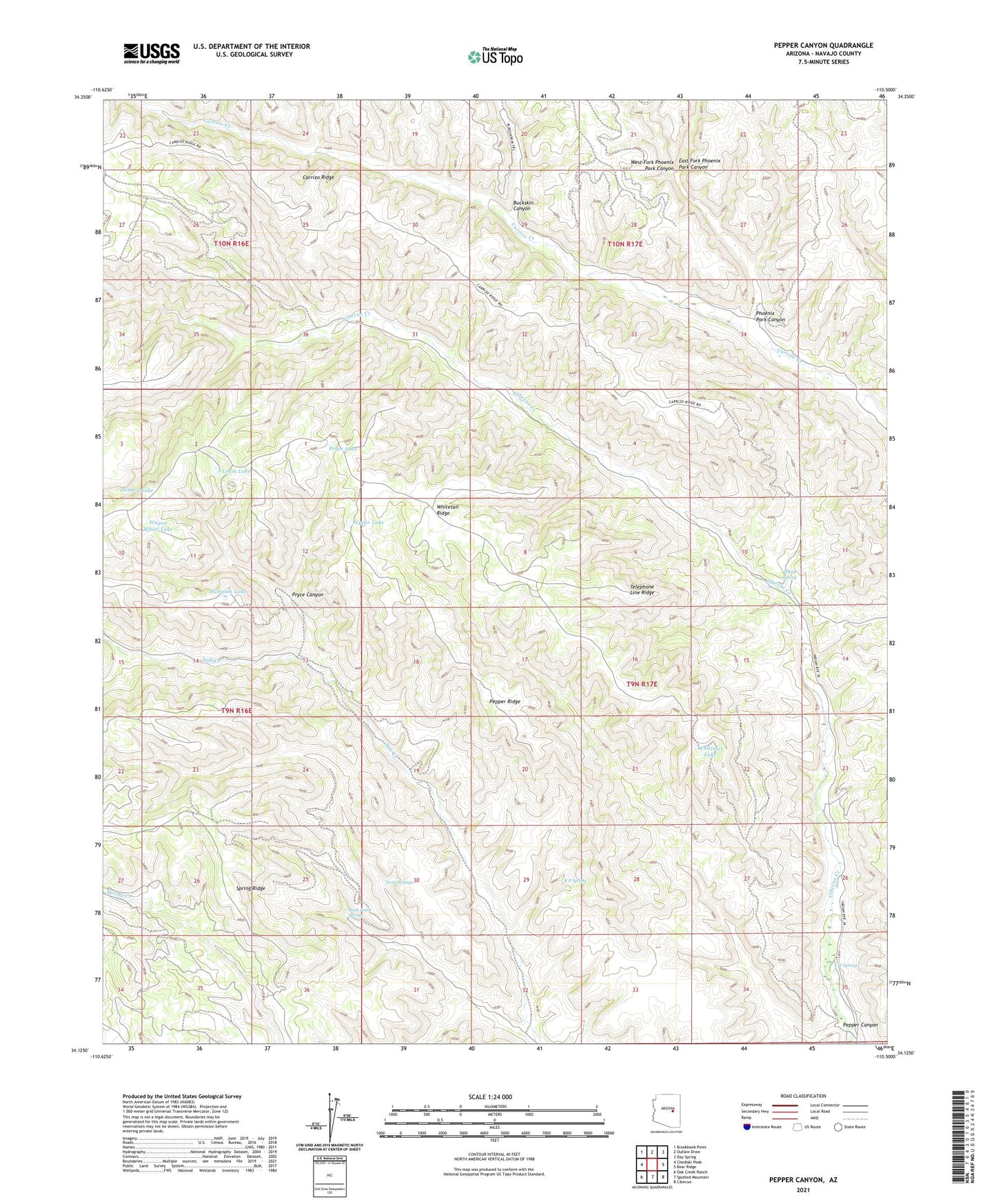 Pepper Canyon Arizona US Topo Map Image