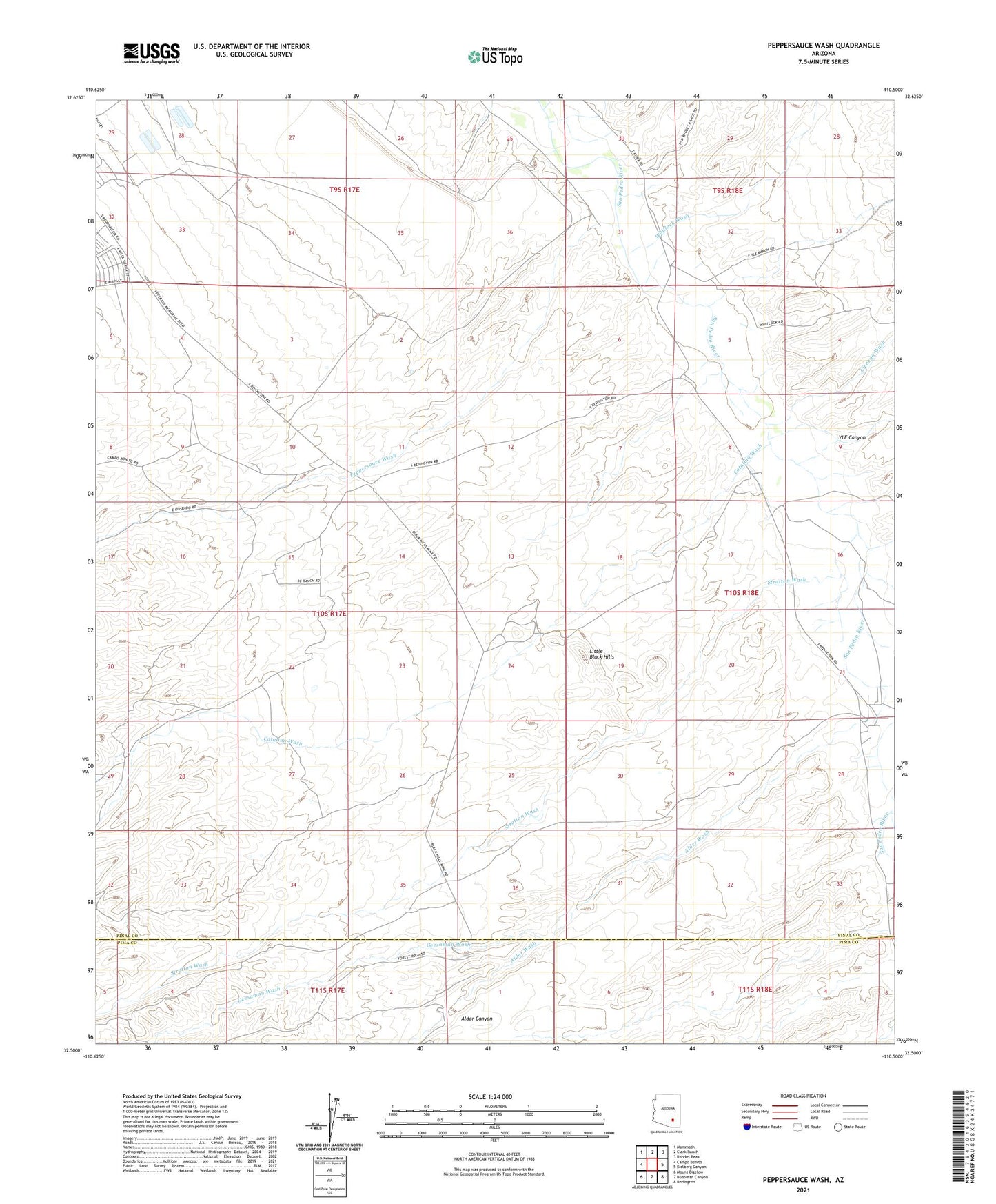Peppersauce Wash Arizona US Topo Map Image