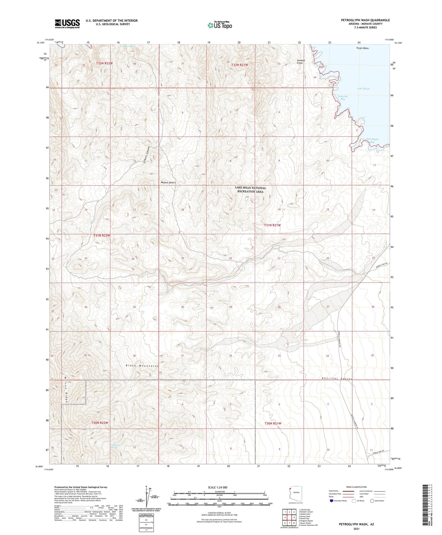 Petroglyph Wash Arizona US Topo Map Image