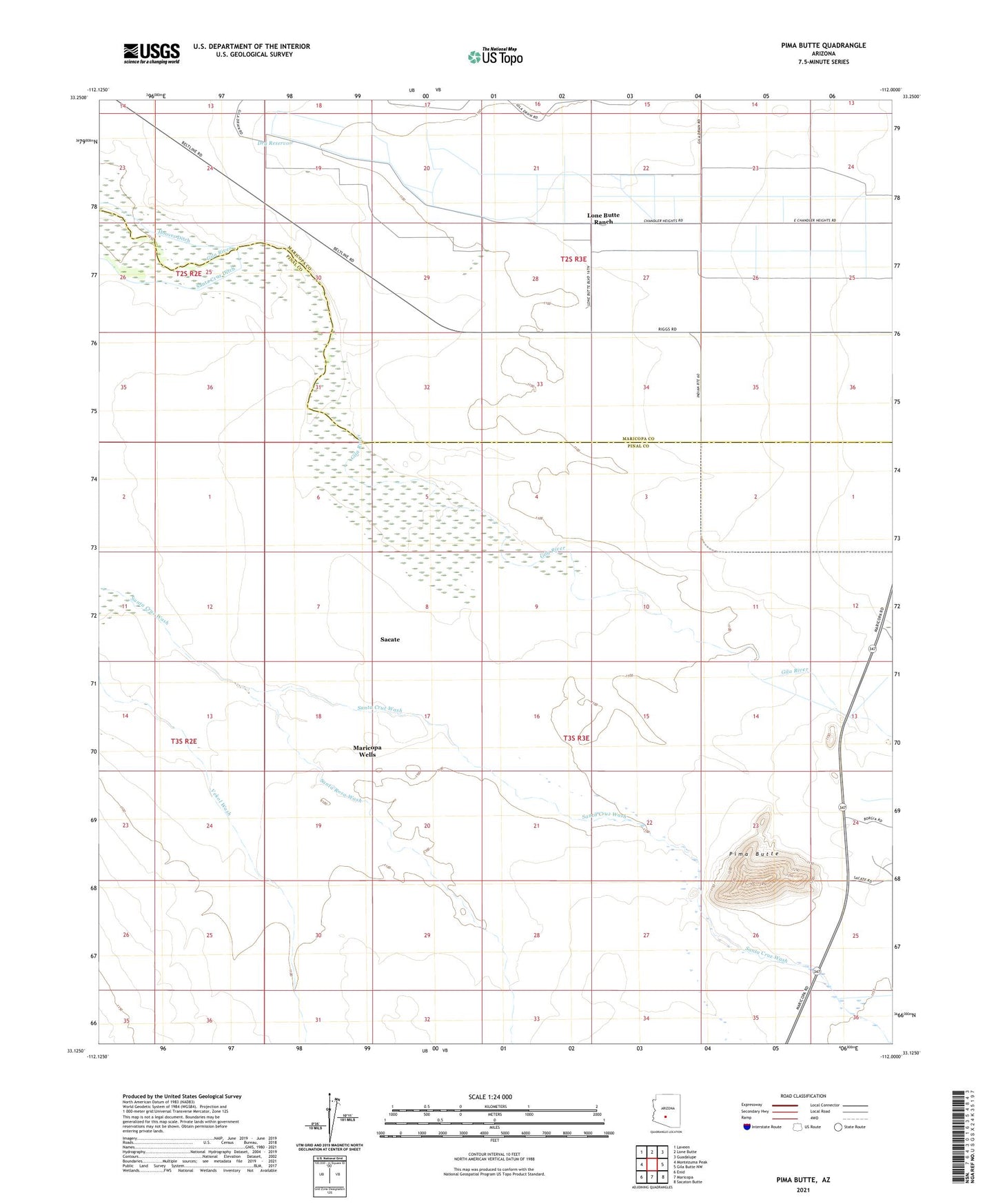 Pima Butte Arizona US Topo Map Image
