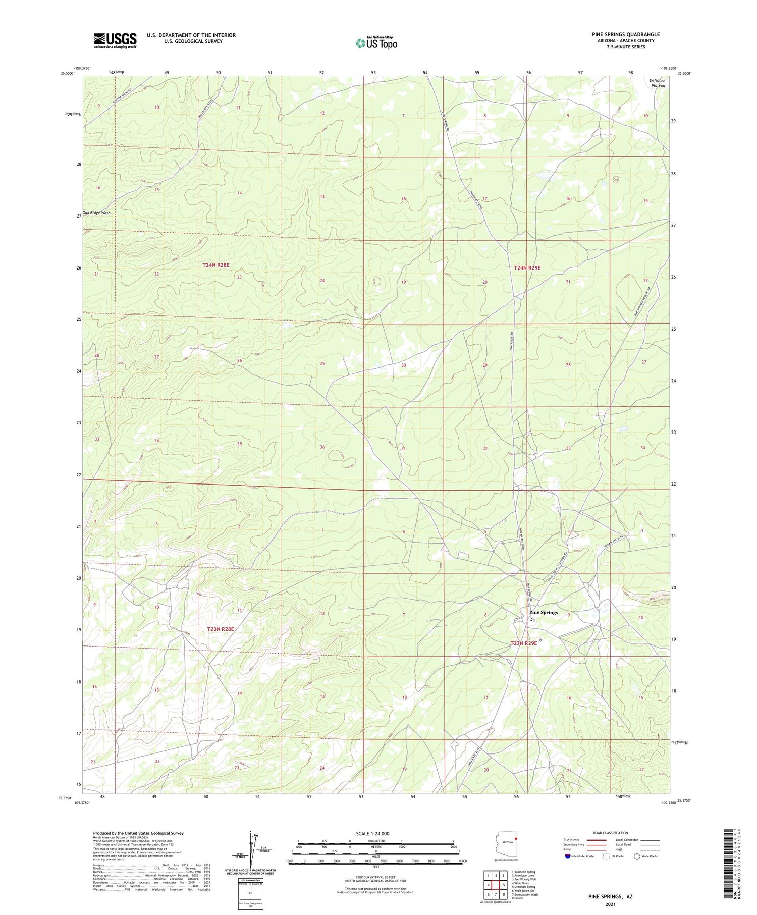 Pine Springs Arizona US Topo Map Image