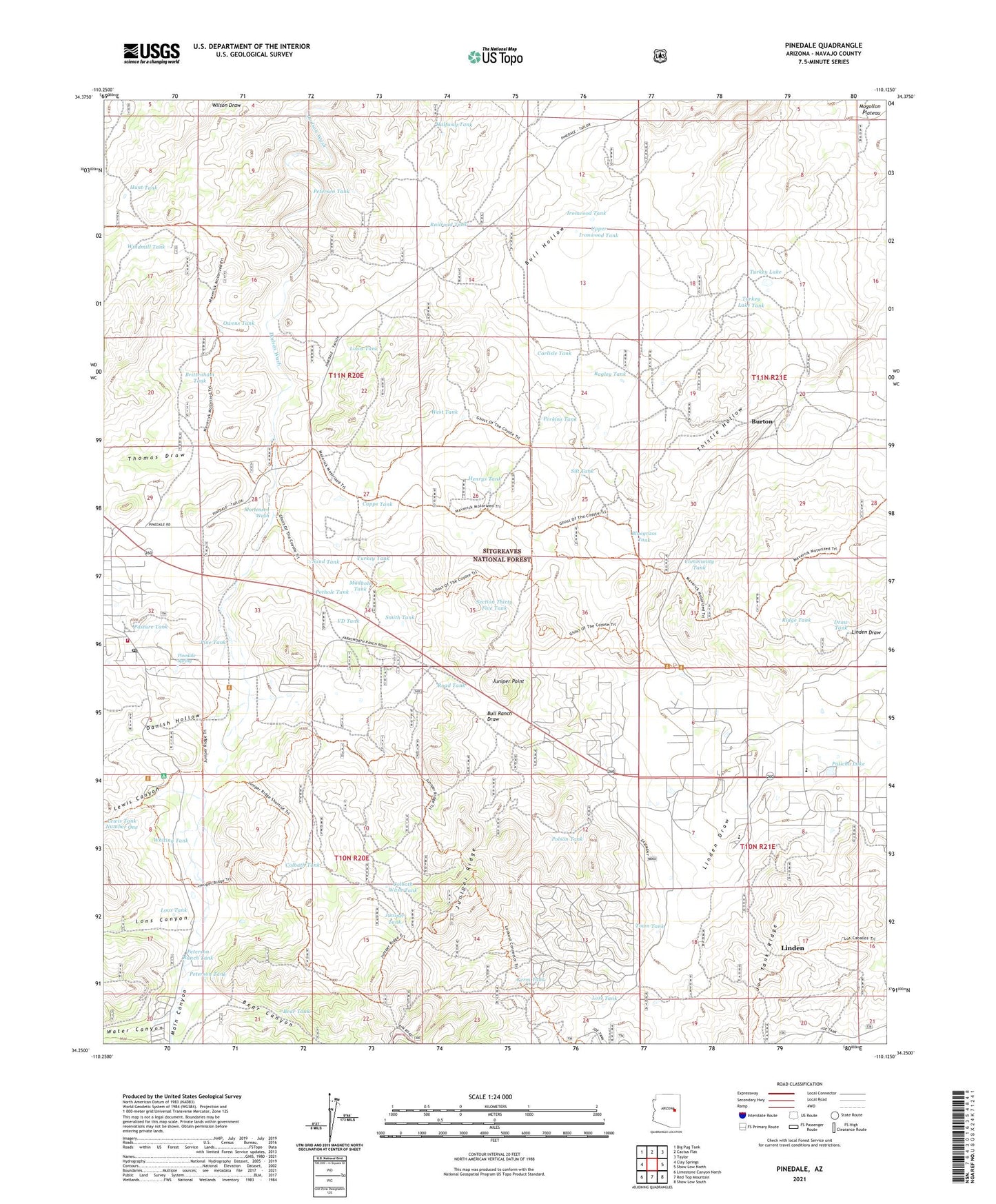 Pinedale Arizona US Topo Map Image