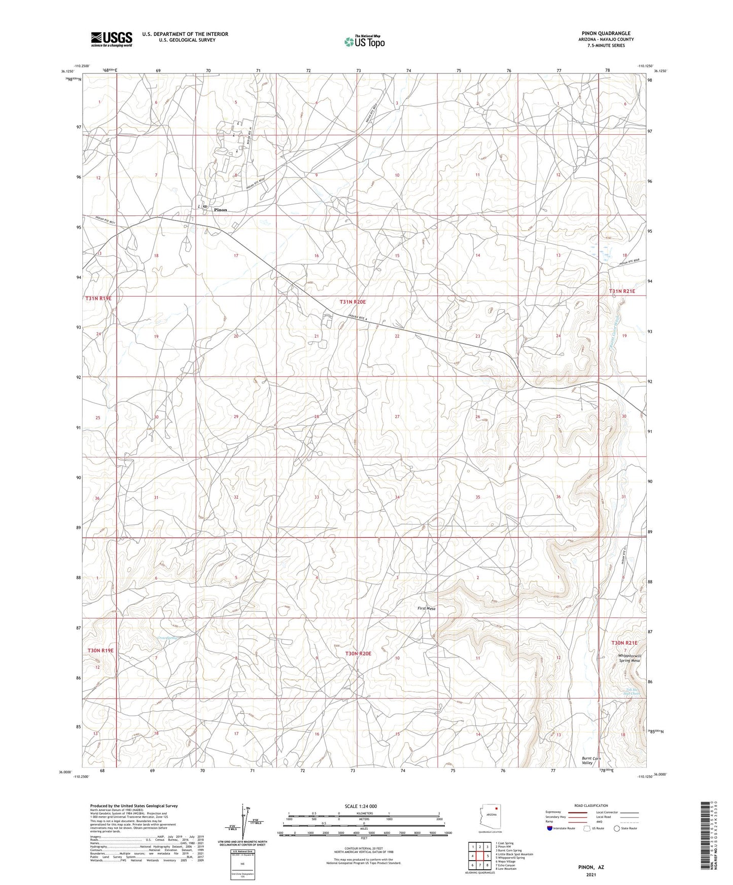 Pinon Arizona US Topo Map Image