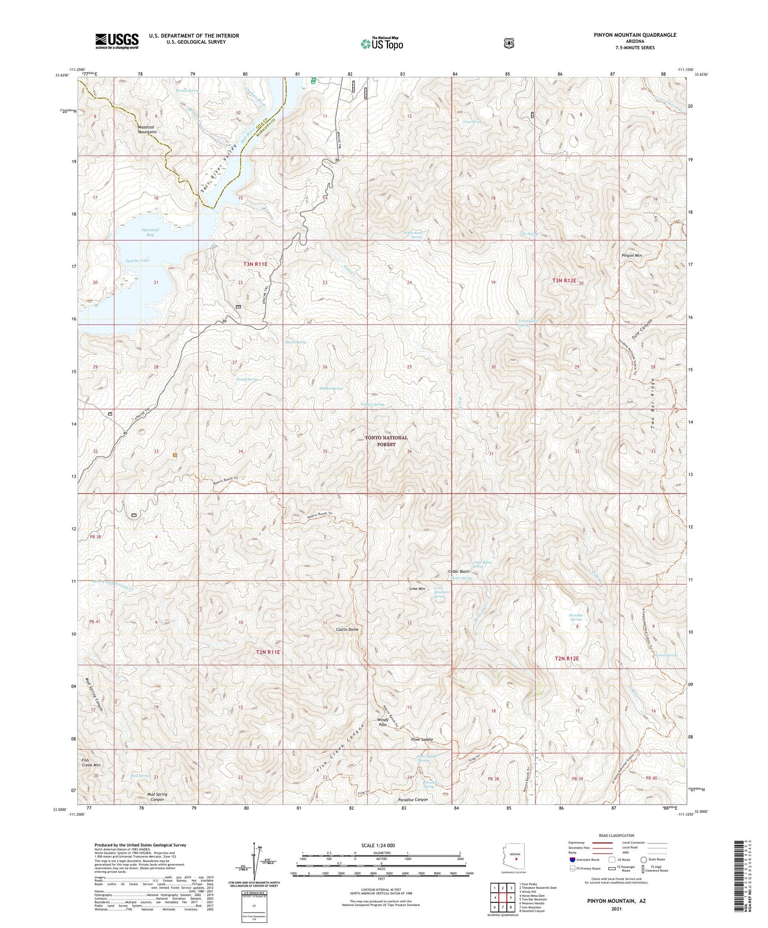 Pinyon Mountain Arizona US Topo Map Image